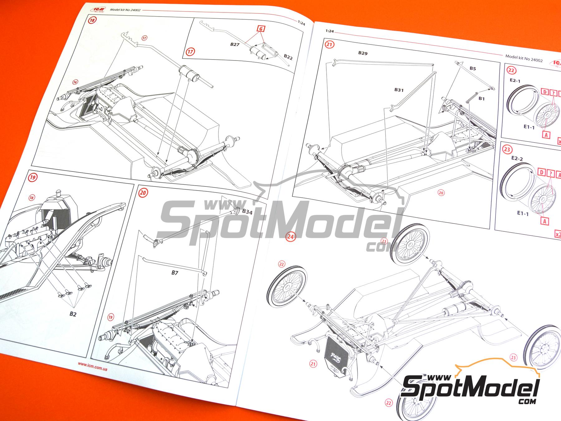 Image 13: Ford Model T Touring -  1911 | Car scale model kit in 1/24 scale manufactured by ICM (ref.&nbsp;ICM24002, also 4823044403127 and 24002)