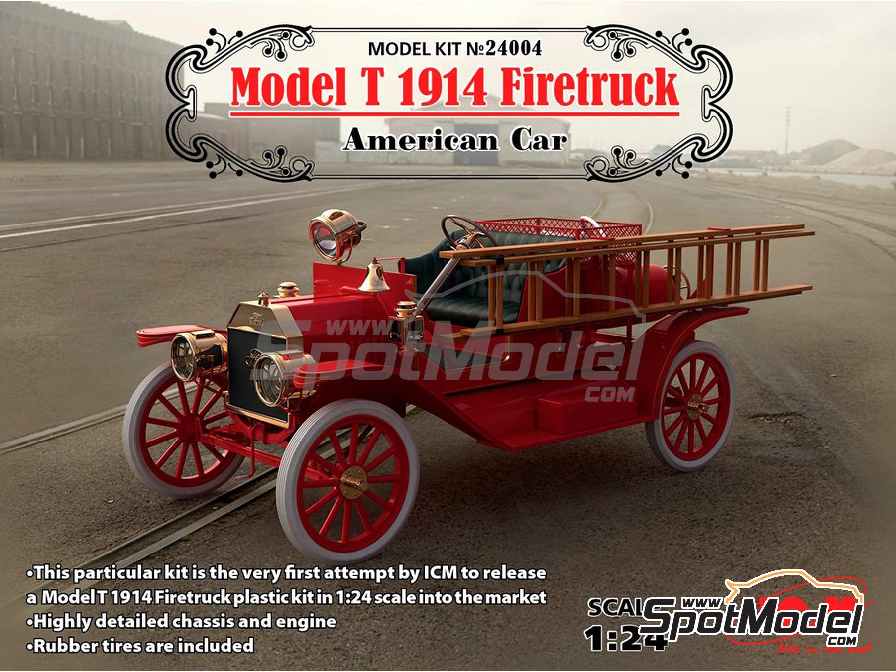 ICM 24004: Car scale model kit 1/24 scale - Ford Model T Firetruck