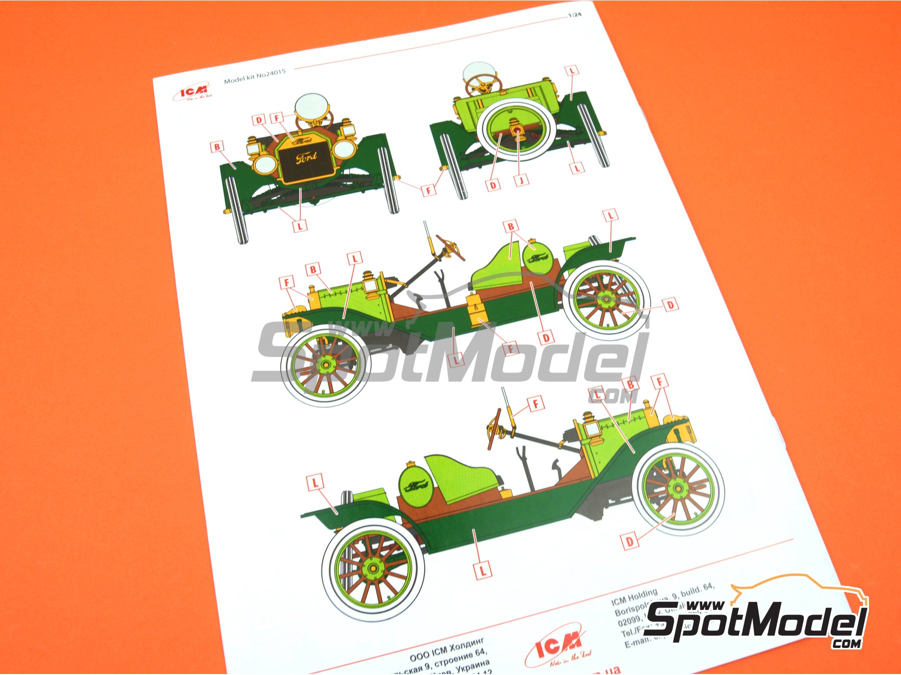 Image 8: Ford Model T Speedster -  1913 | Car scale model kit in 1/24 scale manufactured by ICM (ref.&nbsp;ICM24015, also 4823044405145 and 24015)