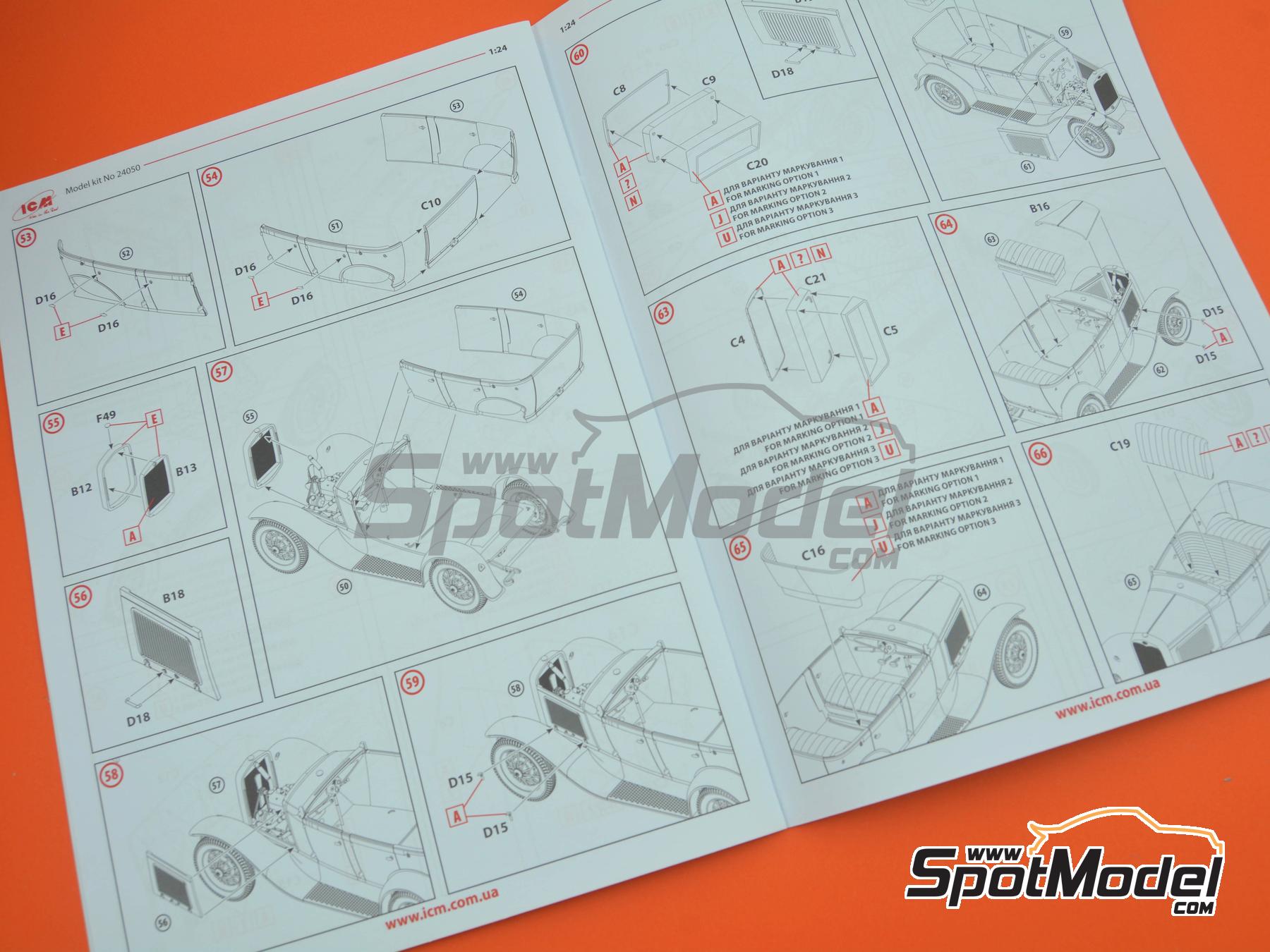Image 21: Ford Model A Standard Phaeton Soft Top -  1930 | Car scale model kit in 1/24 scale manufactured by ICM (ref.&nbsp;ICM24050, also 4823044409624 and 24050)