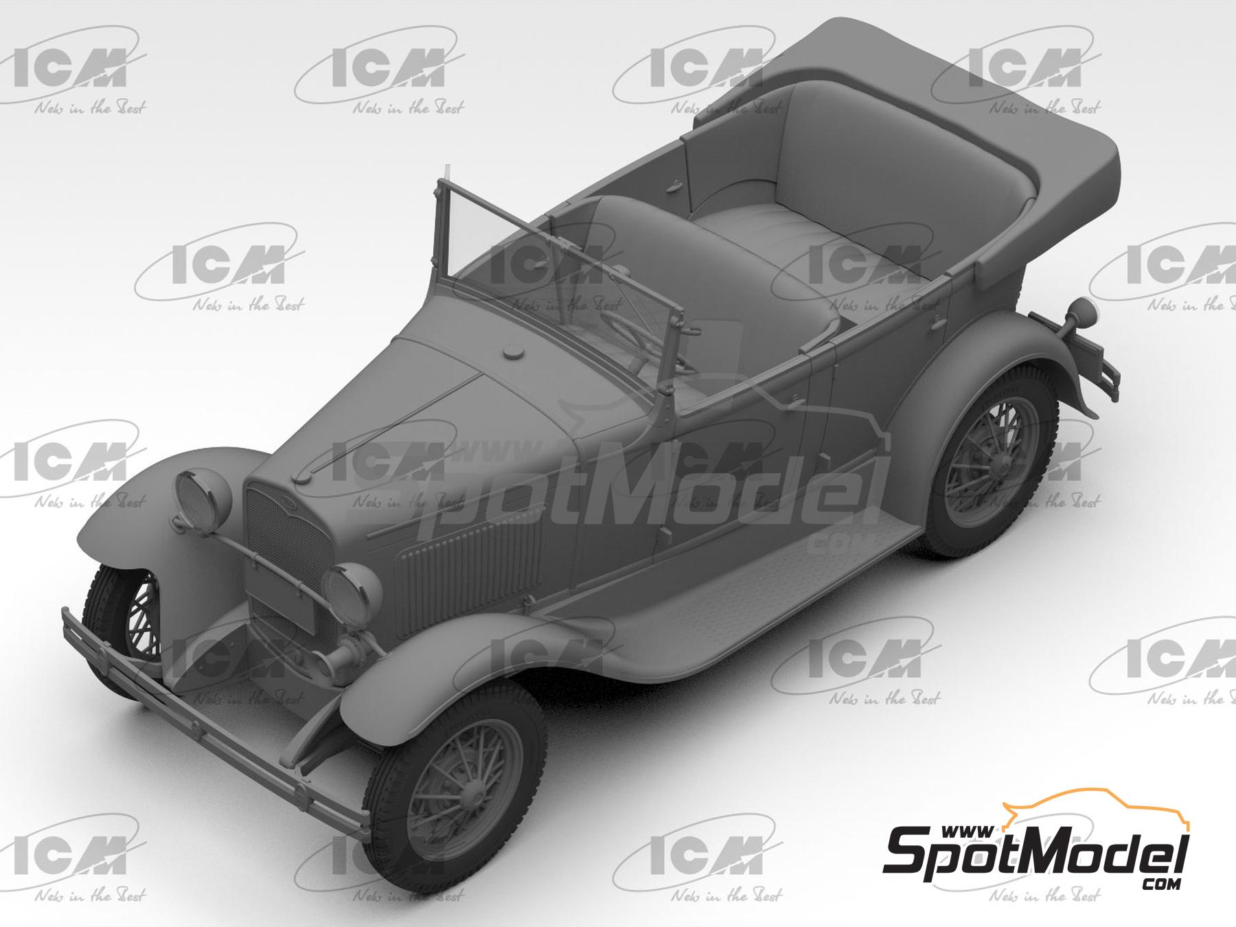 Image 3: Ford Model A Standard Phaeton -  1930 | Maqueta de coche en escala 1/24 fabricado por ICM (ref. ICM24051, tambien 4823044410798 y 24051)