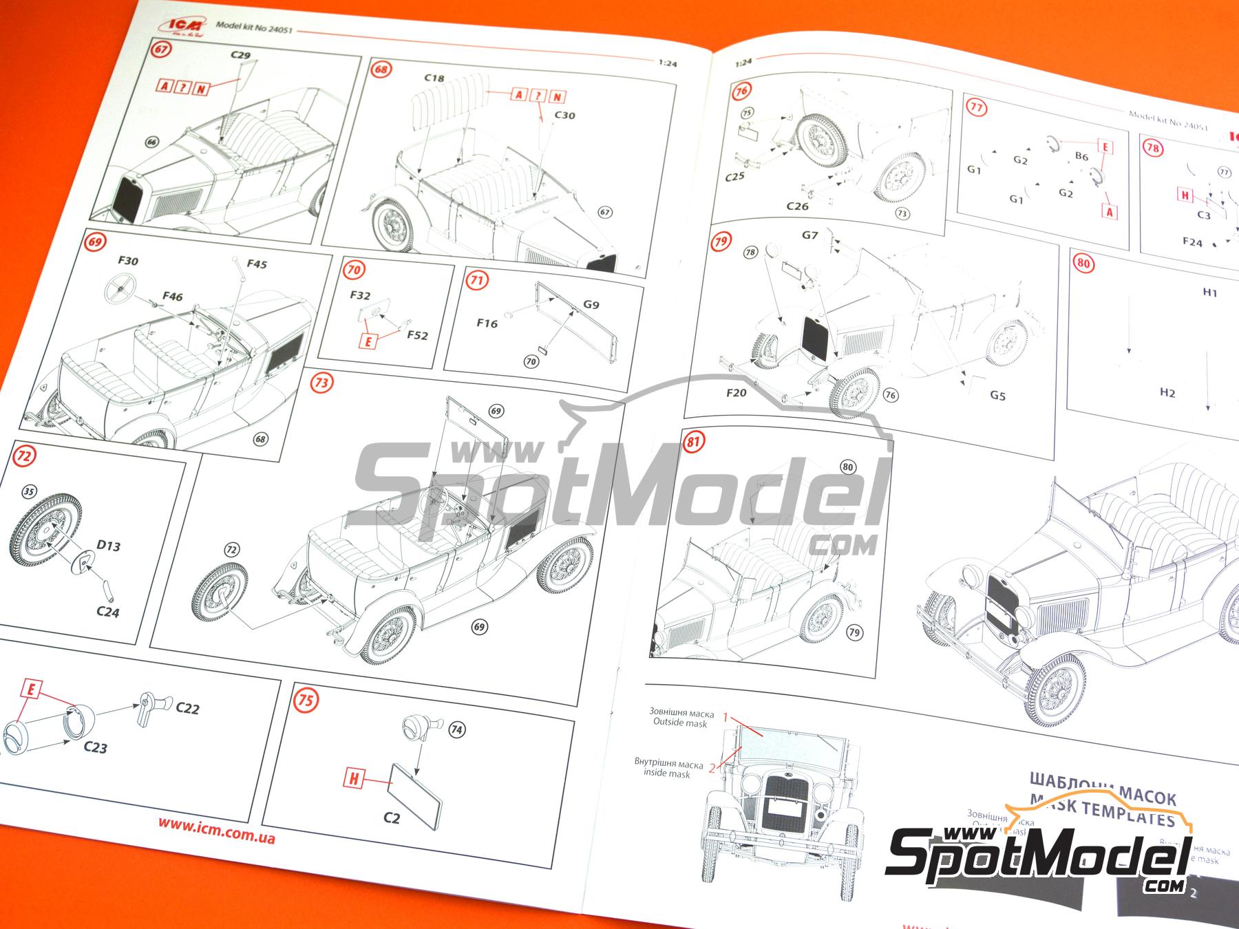 Image 12: Ford Model A Standard Phaeton -  1930 | Maqueta de coche en escala 1/24 fabricado por ICM (ref. ICM24051, tambien 4823044410798 y 24051)
