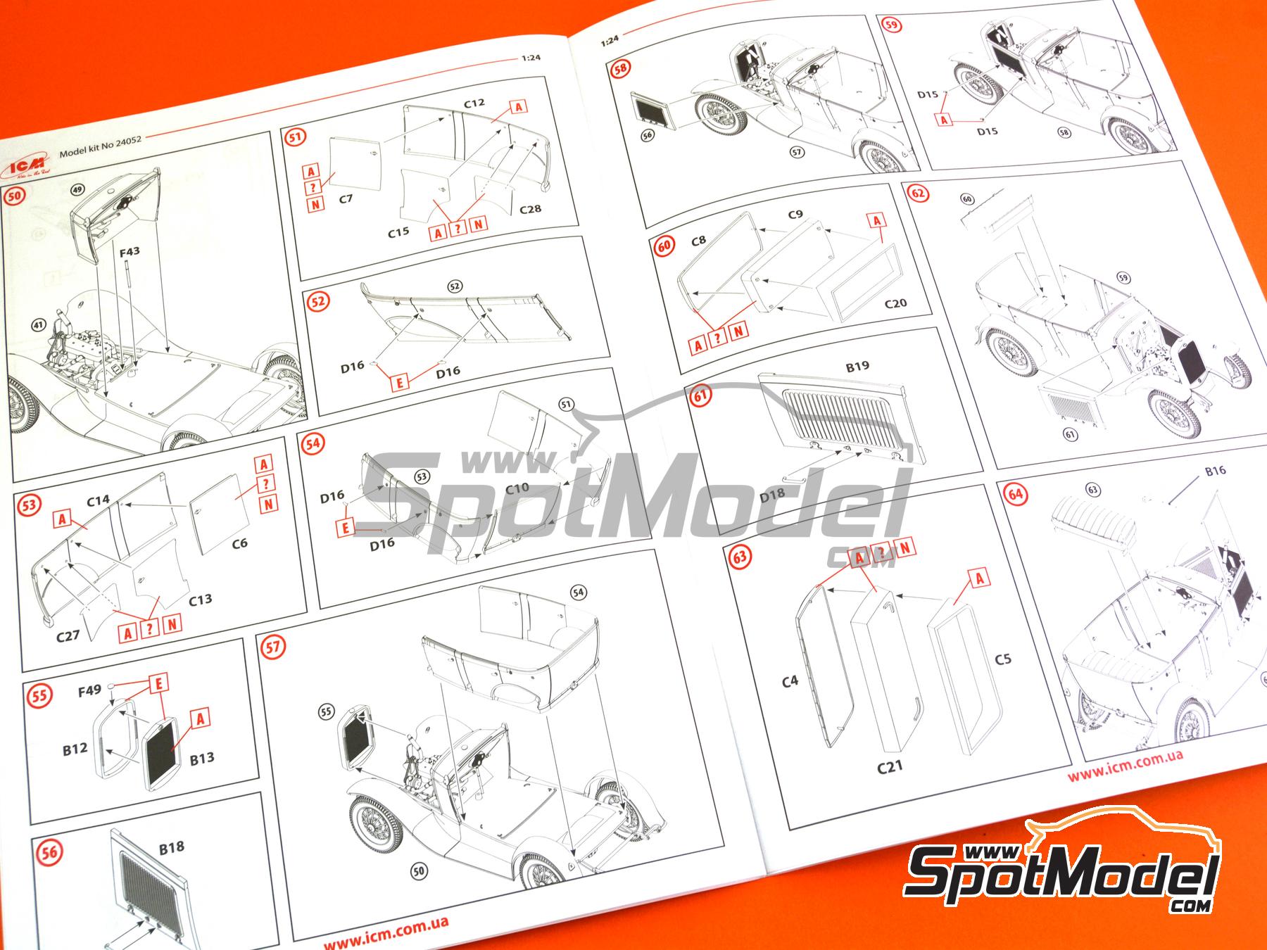 Image 10: Ford A Ganster Car | Car scale model kit in 1/24 scale manufactured by ICM (ref.&nbsp;ICM24052, also 4823044411610 and 24052)