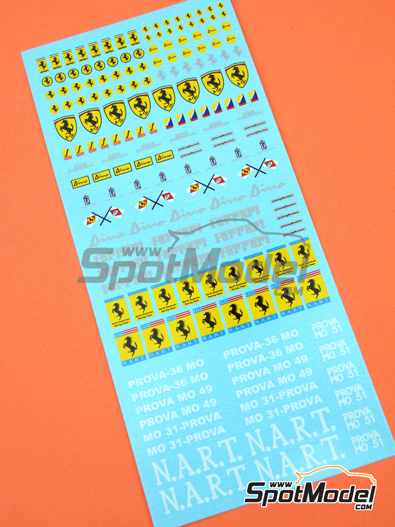 Decals 1/43-1/32-1/24-1/18 text and horse ferrari t21 silver 