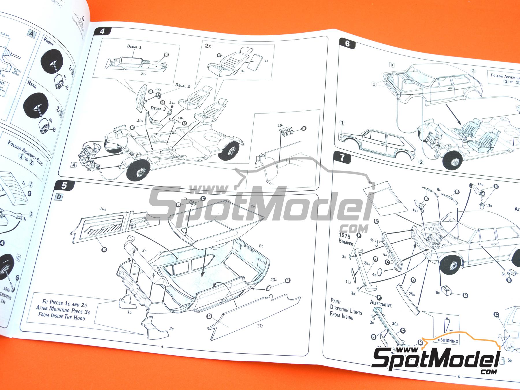 Image 14: Volkswagen Golf I GTI Rabbit -  1976, 1977 y 1978 | Maqueta de coche en escala&nbsp;1/24 fabricado por Italeri (ref.&nbsp;3622, tambien 8001283036221 y 3622S)