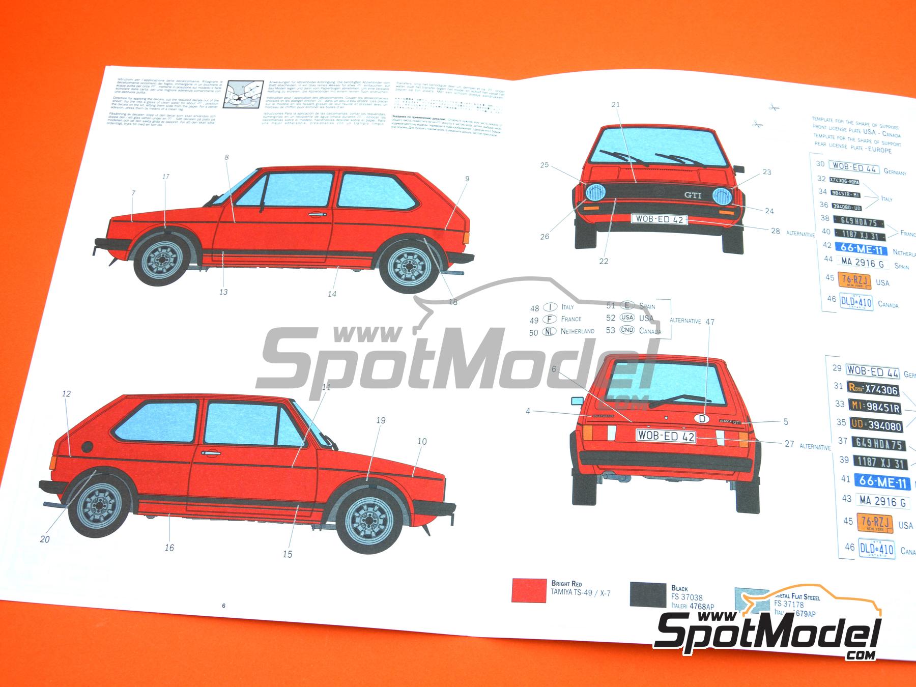 Image 15: Volkswagen Golf I GTI Rabbit -  1976, 1977 y 1978 | Maqueta de coche en escala&nbsp;1/24 fabricado por Italeri (ref.&nbsp;3622, tambien 8001283036221 y 3622S)