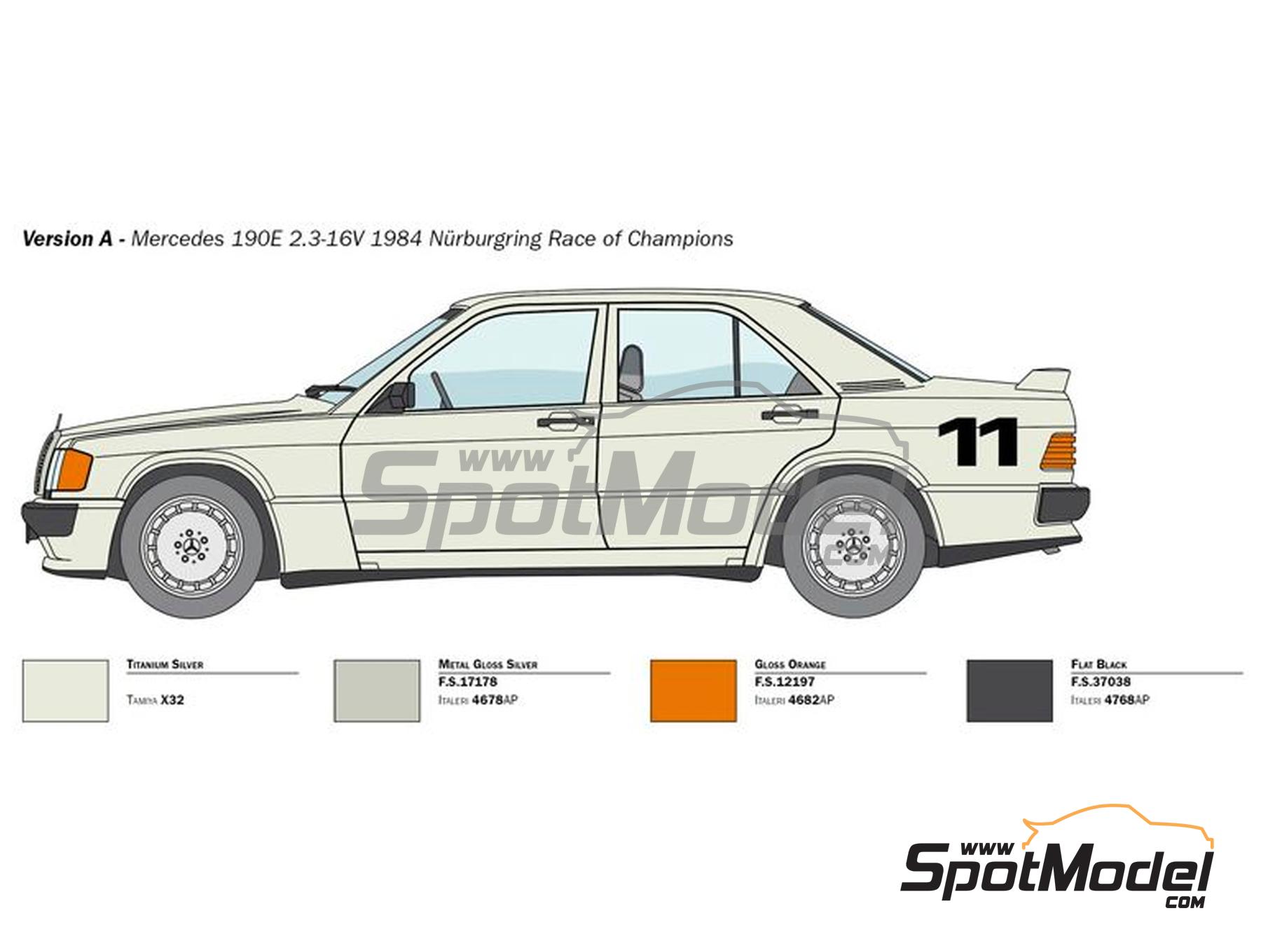 Image 3: Mercedes Benz 190E 2.3 16v - Carrera de Campeones 1984 | Maqueta de coche en escala 1/24 fabricado por Italeri (ref. 3624, tambien 8001283036245)