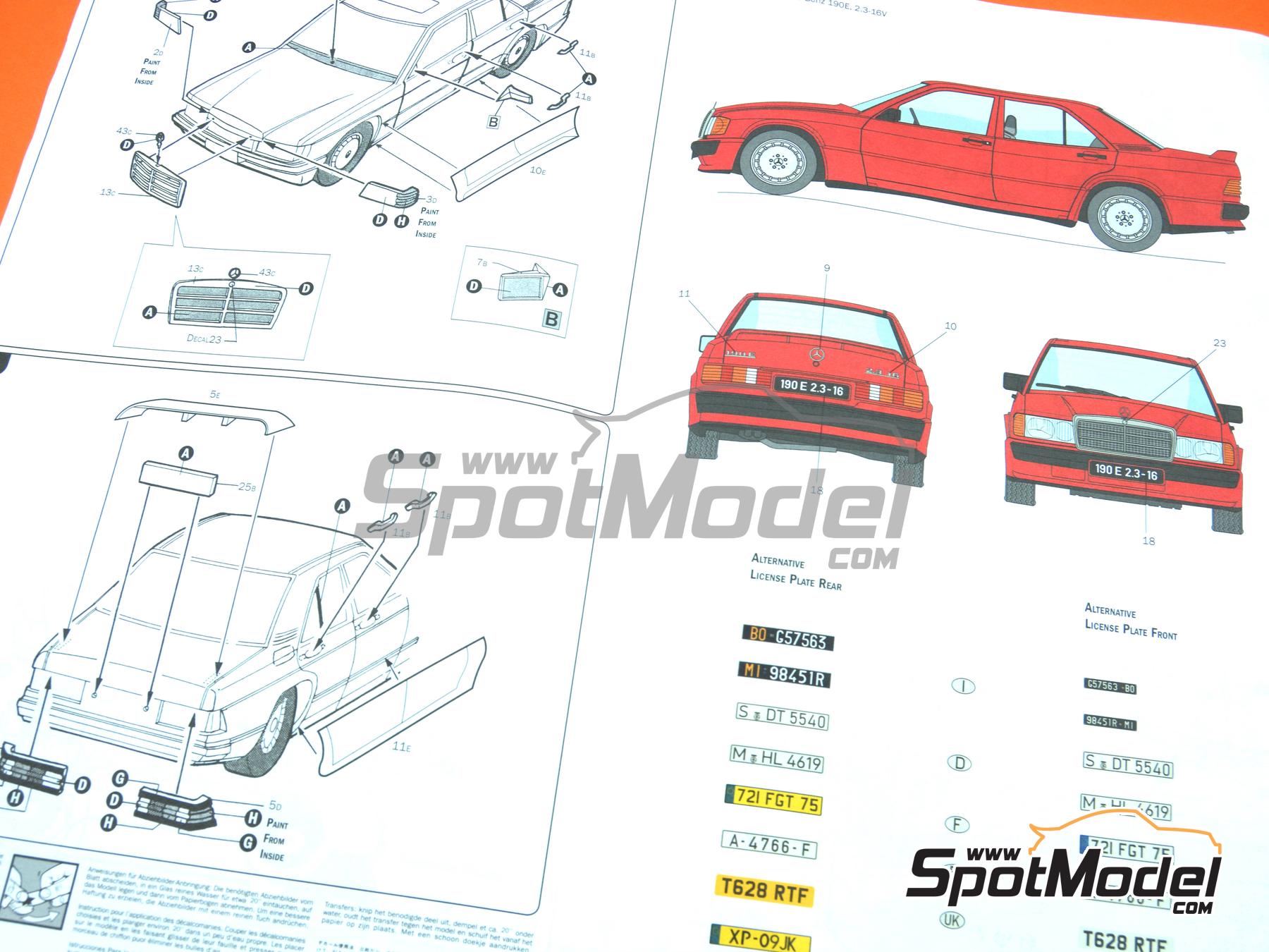 Italeri 3624: Car scale model kit 1/24 scale - Mercedes Benz 190E