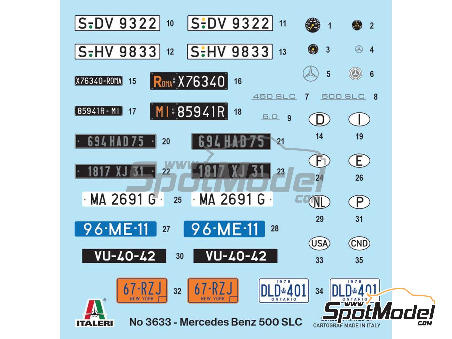 Image 2: Mercedes 500 SLC | Car scale model kit in 1/24 scale manufactured by Italeri (ref.&nbsp;3633, also 8001283036337)