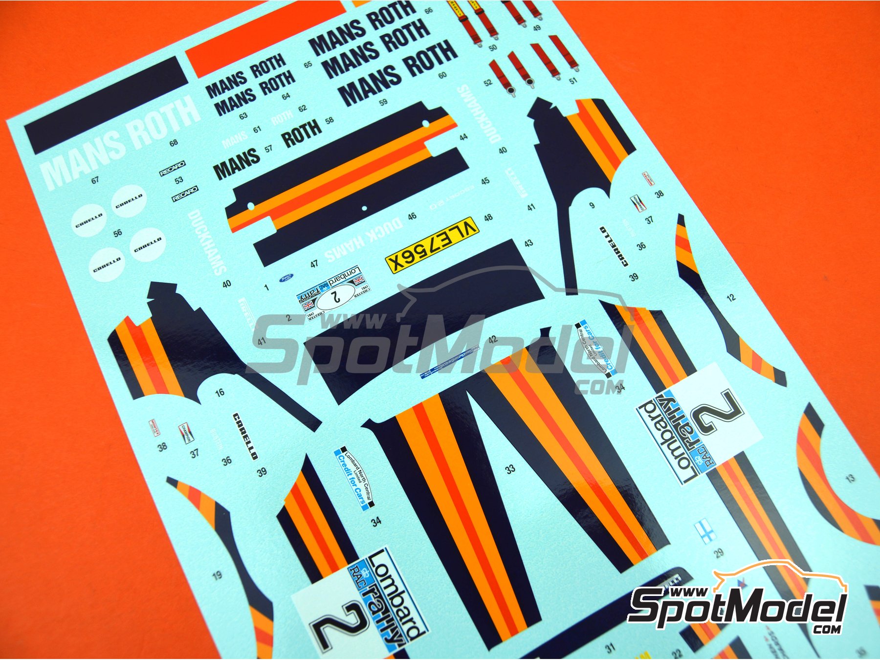 Image 9: Ford Escort Mk. II RS1800 sponsored by Rothmans - Lombard RAC Rally 1981 | Car scale model kit in 1/24 scale manufactured by Italeri (ref. 3650, also 8001283036504, IT3650 and ITA3650)