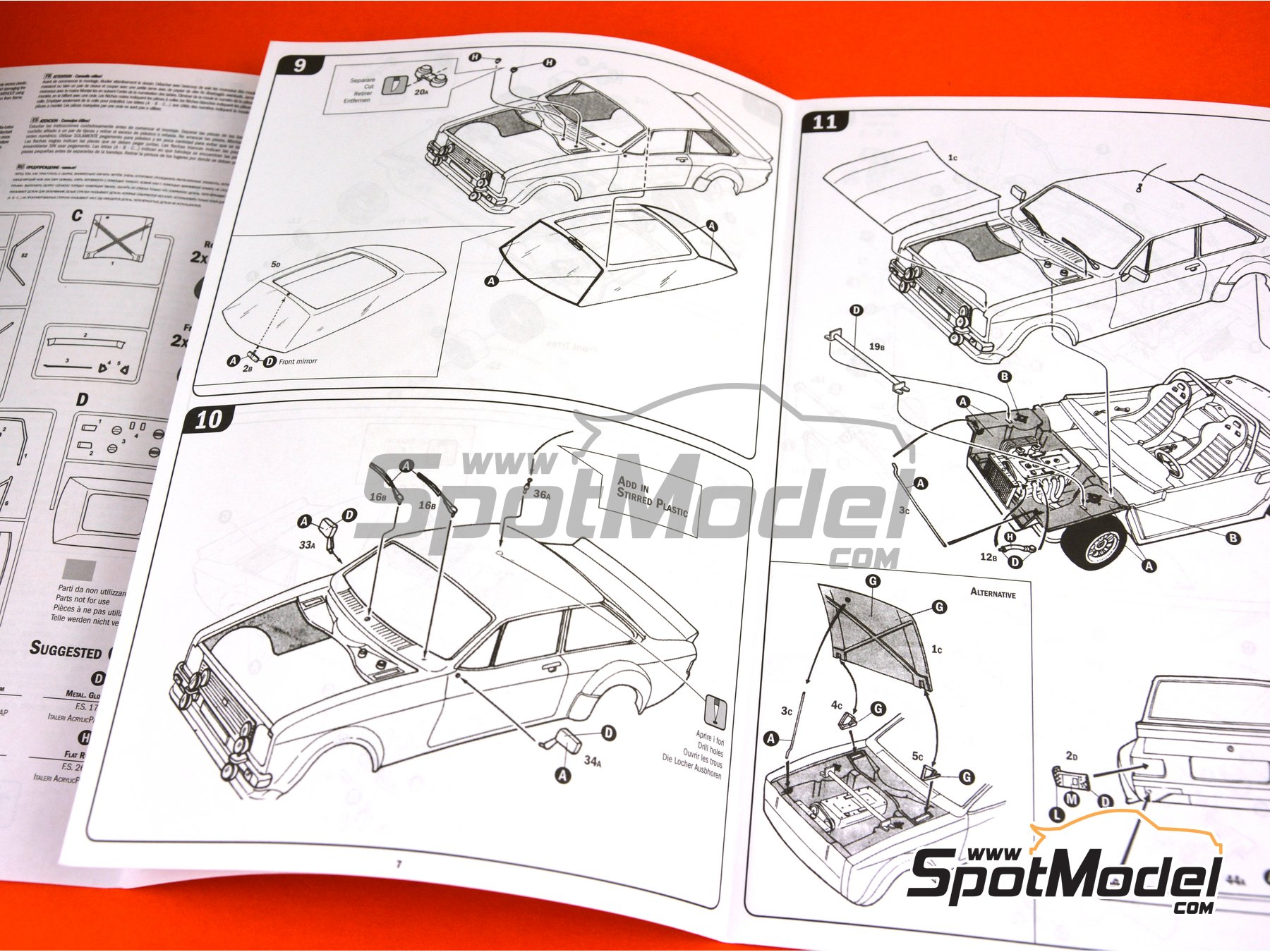 Image 10: Ford Escort Mk. II RS1800 sponsored by Castrol - Monte Carlo Rally - Rallye Automobile de Monte-Carlo 1979 | Car scale model kit in 1/24 scale manufactured by Italeri (ref.&nbsp;3655, also 8001283036559)