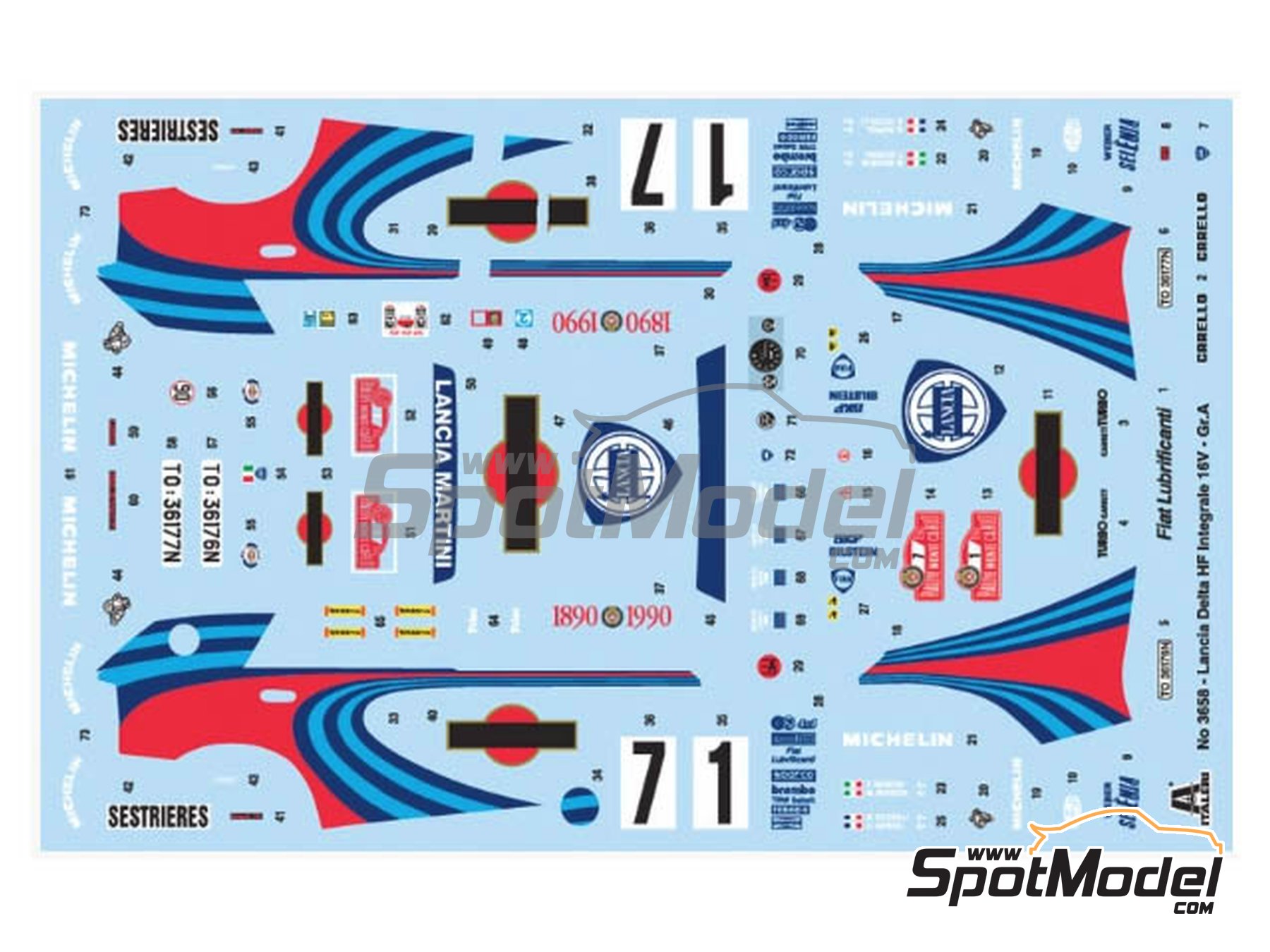 Image 2: Lancia Delta HF Integrale 16V Martini International Racing Team - Monte Carlo Rally - Rallye Automobile de Monte-Carlo 1990 | Car scale model kit in 1/24 scale manufactured by Italeri (ref. 3658, also 8001283036580)