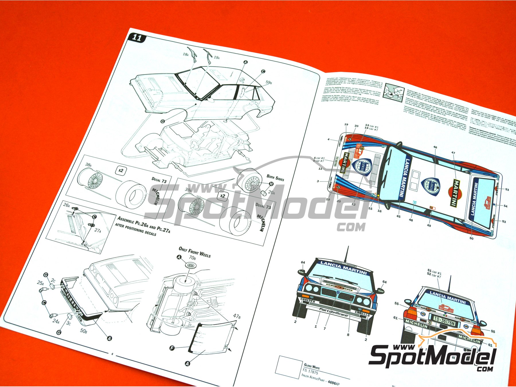 Image 12: Lancia Delta HF Integrale 16V Martini International Racing Team - Monte Carlo Rally - Rallye Automobile de Monte-Carlo 1990 | Car scale model kit in 1/24 scale manufactured by Italeri (ref. 3658, also 8001283036580)