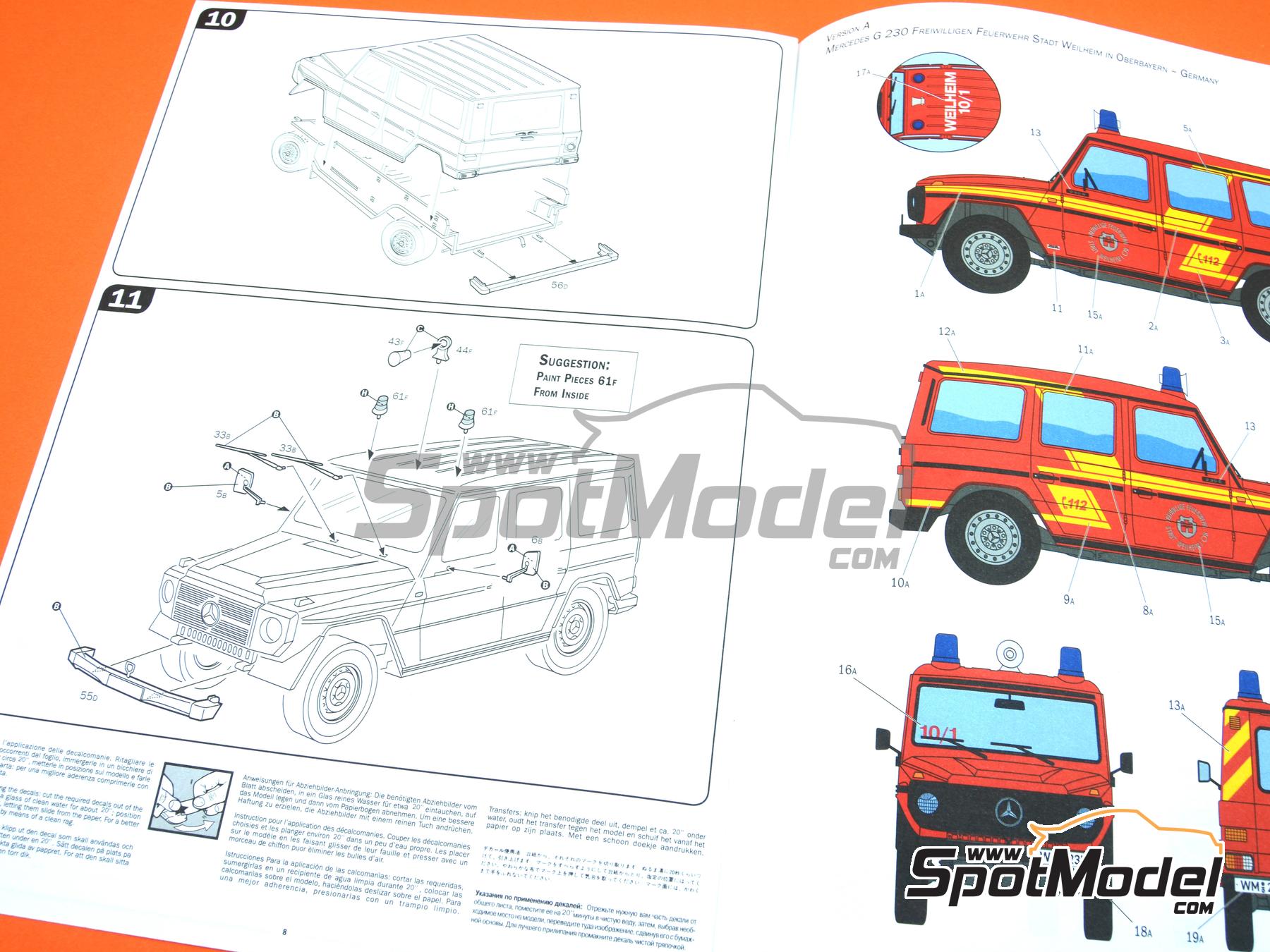Image 9: Mercedes Benz G230 Firefighters | Car scale model kit in 1/24 scale manufactured by Italeri (ref.&nbsp;3663, also 8001283036634 and ita3644)