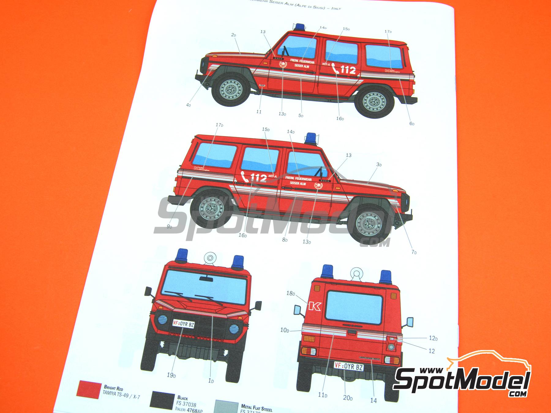 Image 11: Mercedes Benz G230 Firefighters | Car scale model kit in 1/24 scale manufactured by Italeri (ref.&nbsp;3663, also 8001283036634 and ita3644)