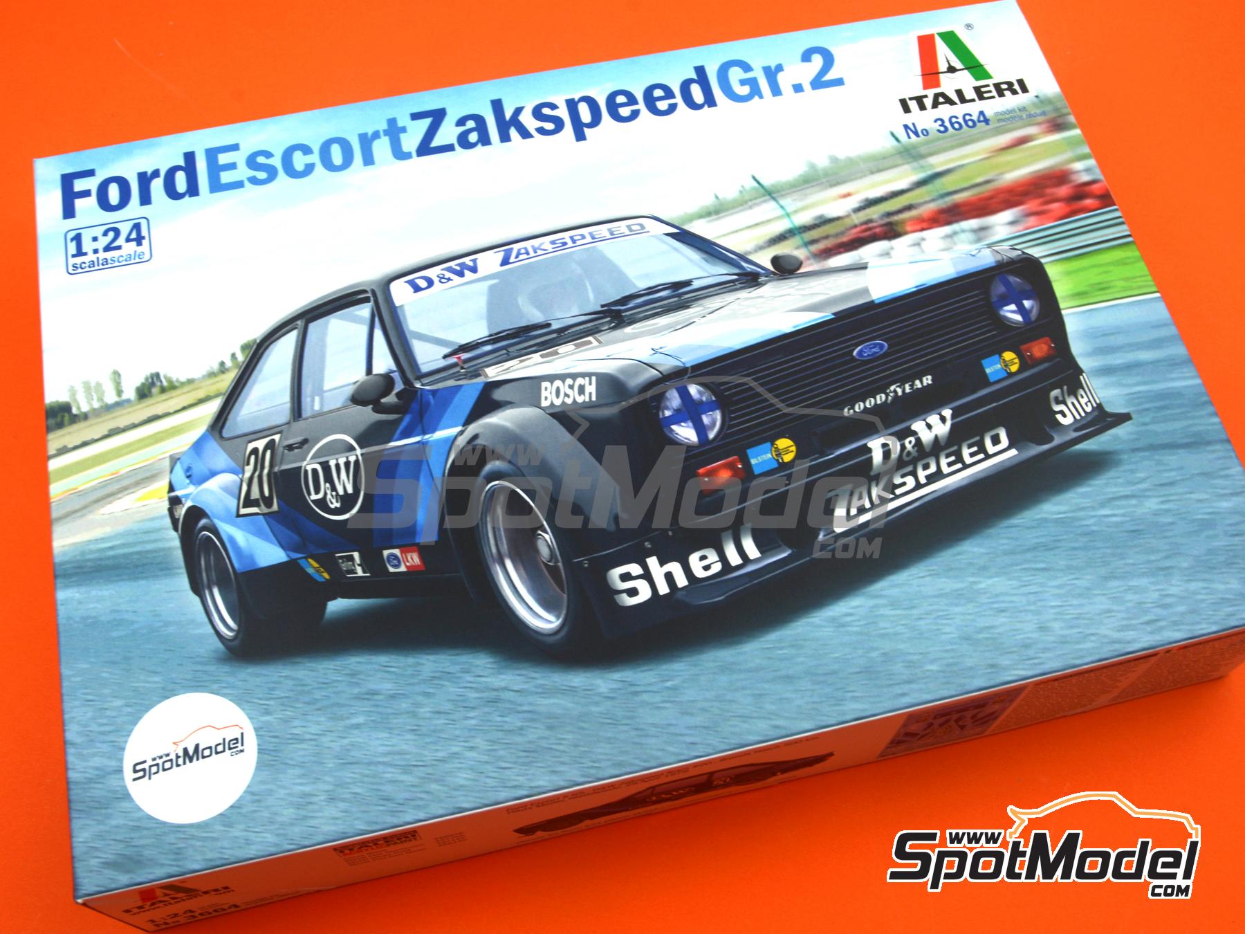 Image 17: Ford Escort Zakspeed Group 2 Zakspeed Team sponsored by D&W - European Touring Car Championship ETCC 1979 | Car scale model kit in 1/24 scale manufactured by Italeri (ref.&nbsp;3664, also 8001283036641, IT3664 and ITA3664)