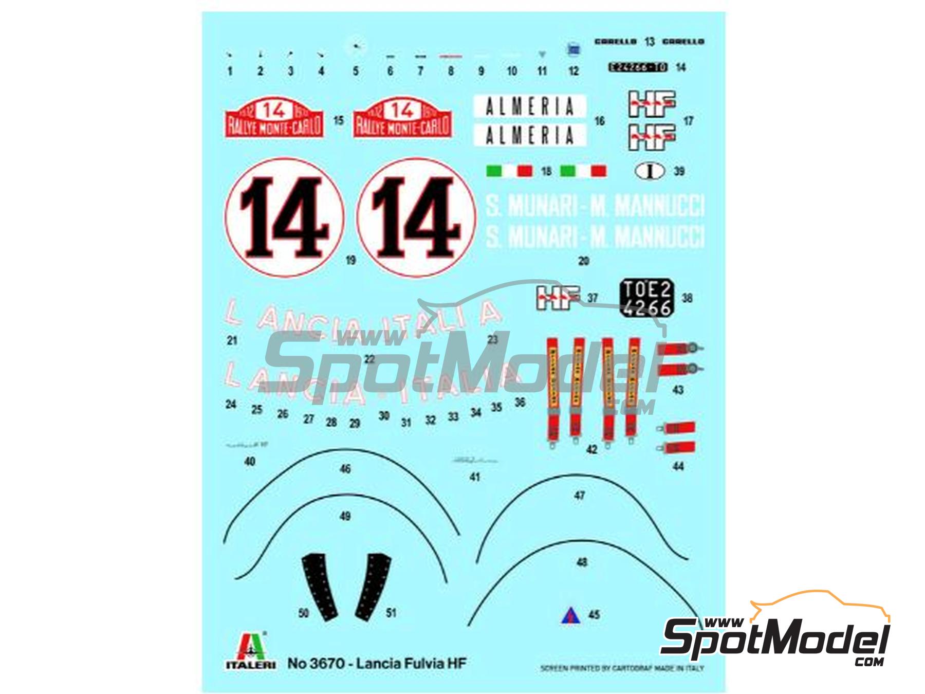 Image 6: Lancia Fulvia HF - Rally de Monte Carlo - Rallye Automobile de Monte-Carlo 1972 | Maqueta de coche en escala 1/24 fabricado por Italeri (ref. 3670, tambien 8001283036702)