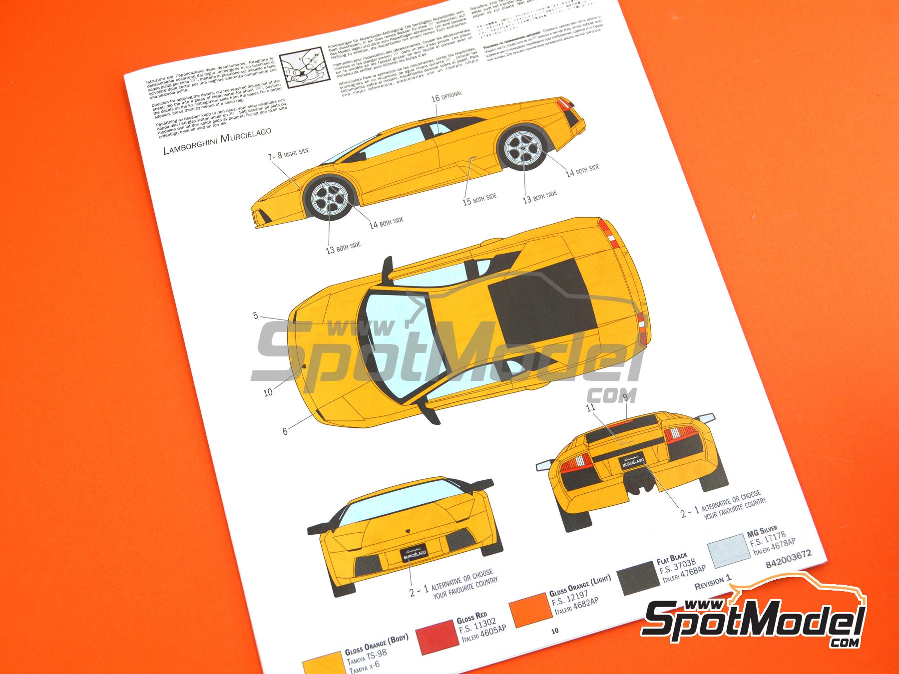 Image 19: Lamborghini Murci&eacute;lago | Maqueta de coche en escala&nbsp;1/24 fabricado por Italeri (ref.&nbsp;3672, tambien 8001283036726)