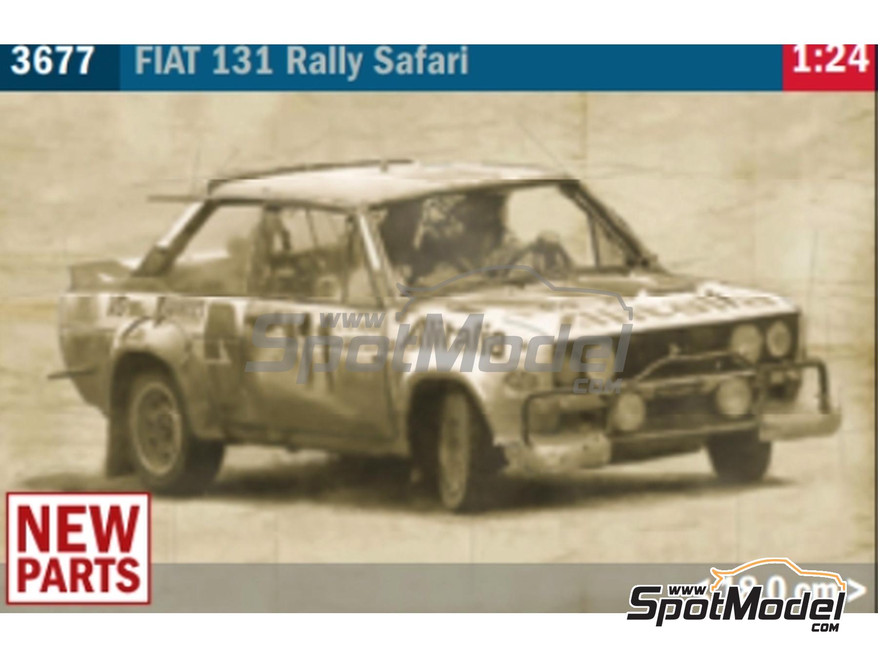 Image 1: Fiat 131 Abarth sponsored by Alitalia - Safari Rally 1979 | Car scale model kit in 1/24 scale manufactured by Italeri (ref.&nbsp;3677)