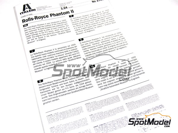 Image 7: Rolls Royce Phantom II | Car scale model kit in 1/24 scale manufactured by Italeri (ref.&nbsp;3703, also 8001283037037)