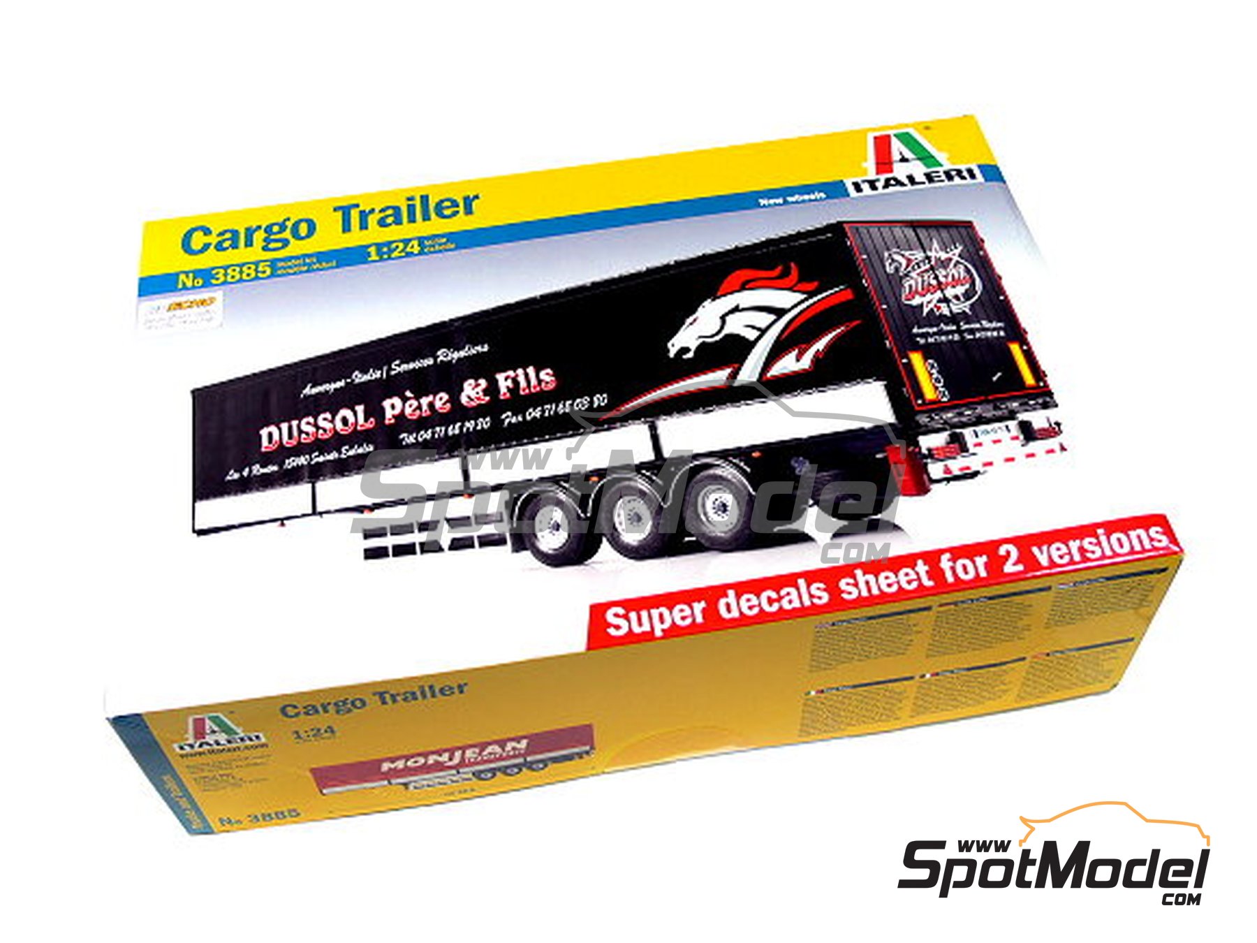 Cargo trailer. Trailer scale model kit in 1/24 scale manufactured by  Italeri (ref. 3885, also 8001283038850)