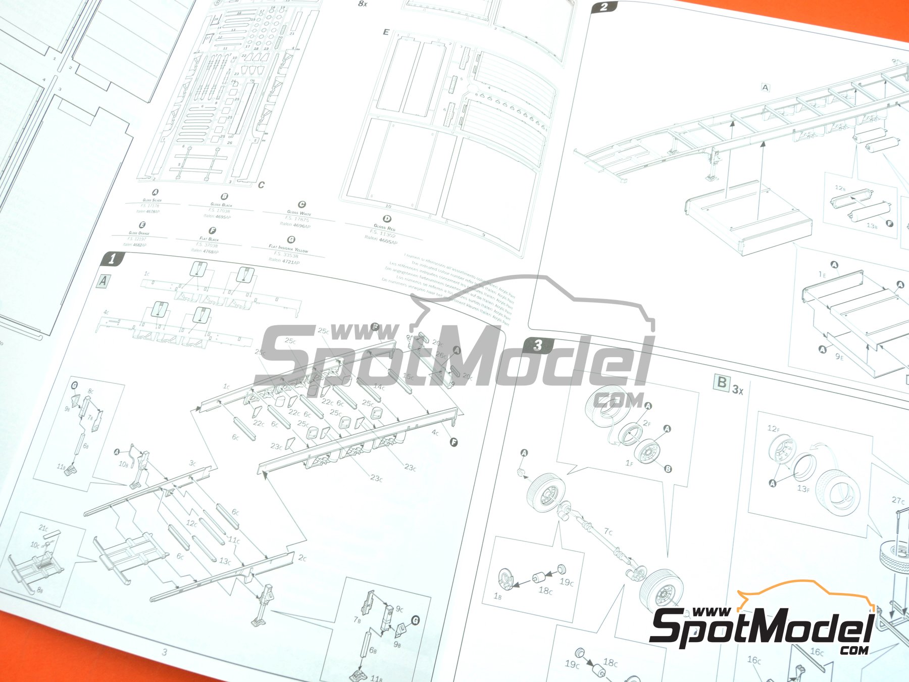 Image 5: Curtainside Trailer sponsored by Schoeni Logistik Italien | Trailer scale model kit in 1/24 scale manufactured by Italeri (ref.&nbsp;3918, also 8001283039185)