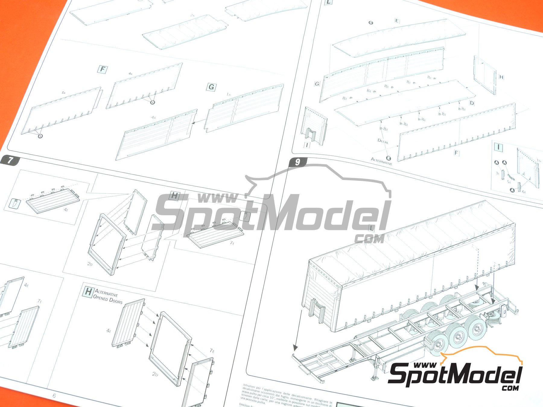 Image 6: Curtainside Trailer sponsored by Schoeni Logistik Italien | Trailer scale model kit in 1/24 scale manufactured by Italeri (ref.&nbsp;3918, also 8001283039185)