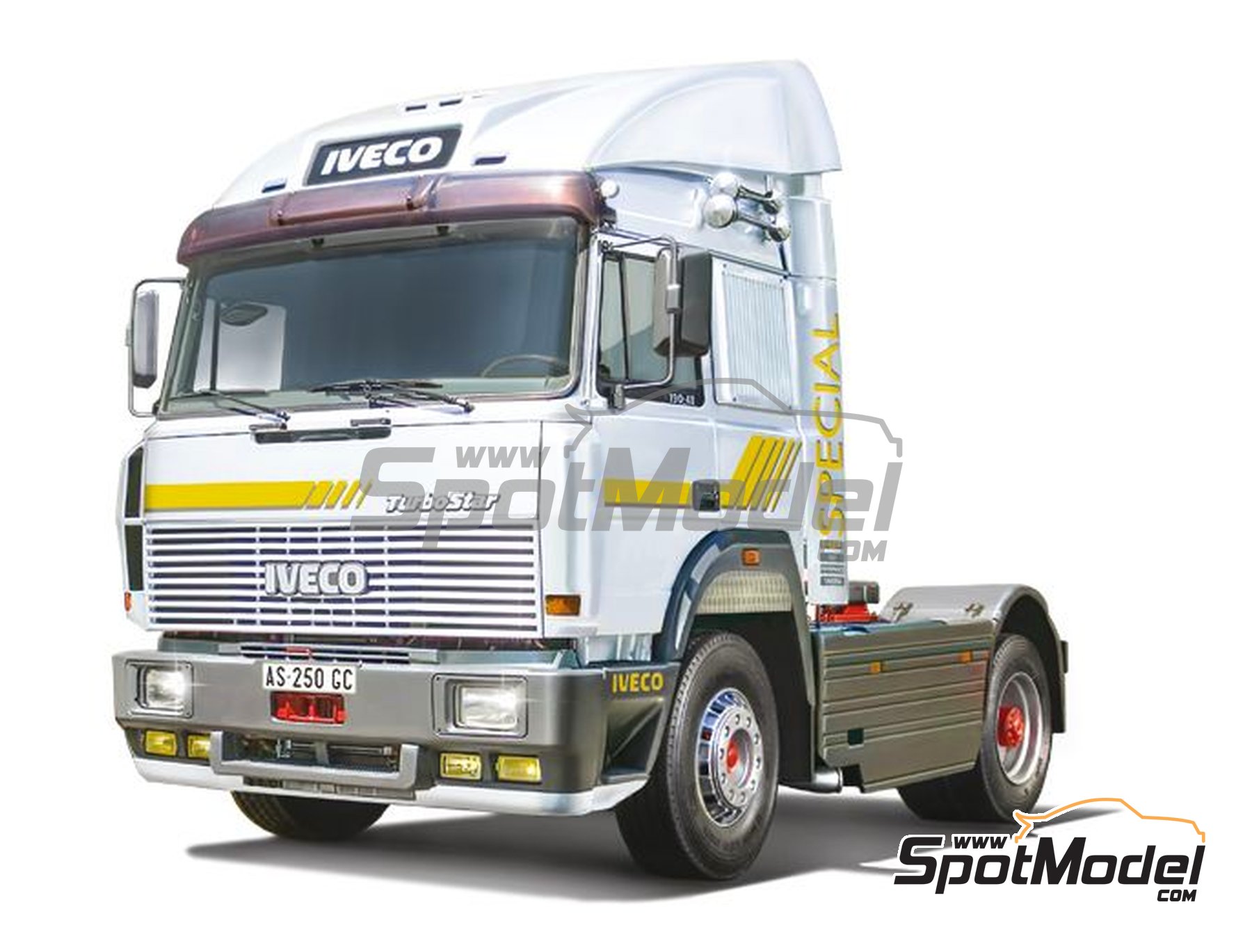 Iveco Turbostar 190.48 Special. Tractor head scale model kit in 1/24 scale  manufactured by Italeri (ref. 3926, also 8001283039260)