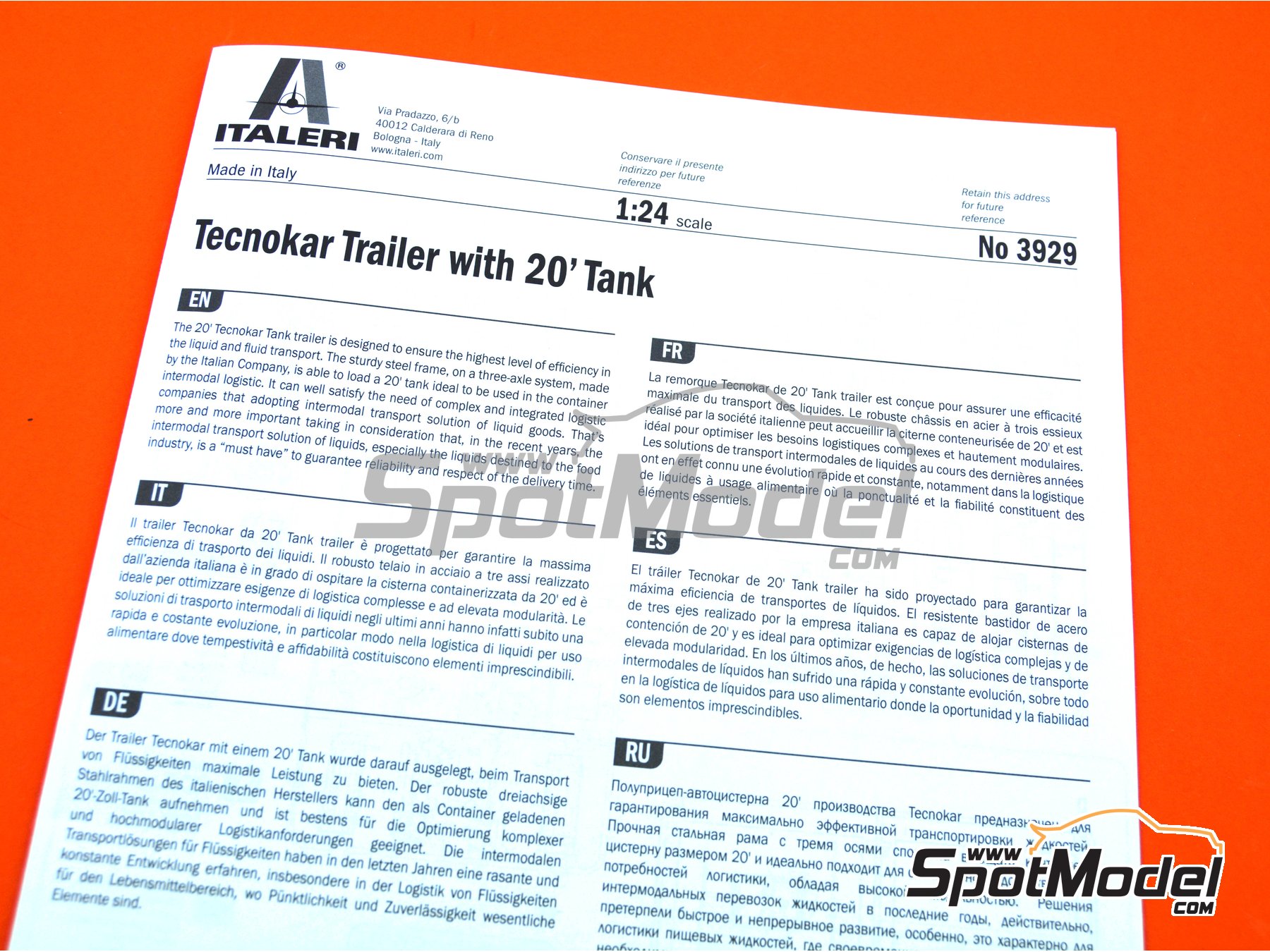 Image 18: Tecnokar 20' | Trailer scale model kit in 1/24 scale manufactured by Italeri (ref.&nbsp;3929, also 8001283039291)