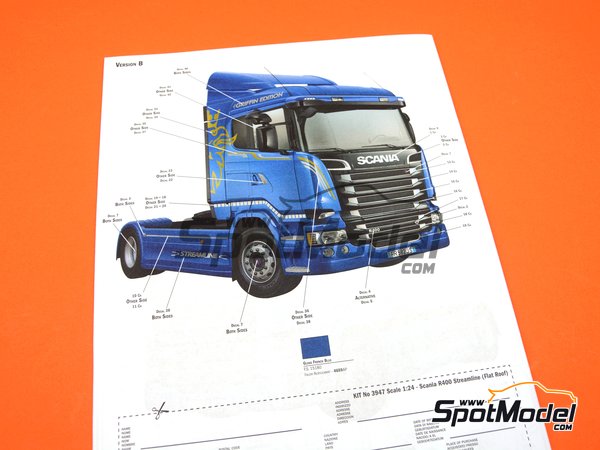 Image 9: Scania R400 Streamline flat roof | Tractor head scale model kit in 1/24 scale manufactured by Italeri (ref.&nbsp;3947, also 8001283039475)