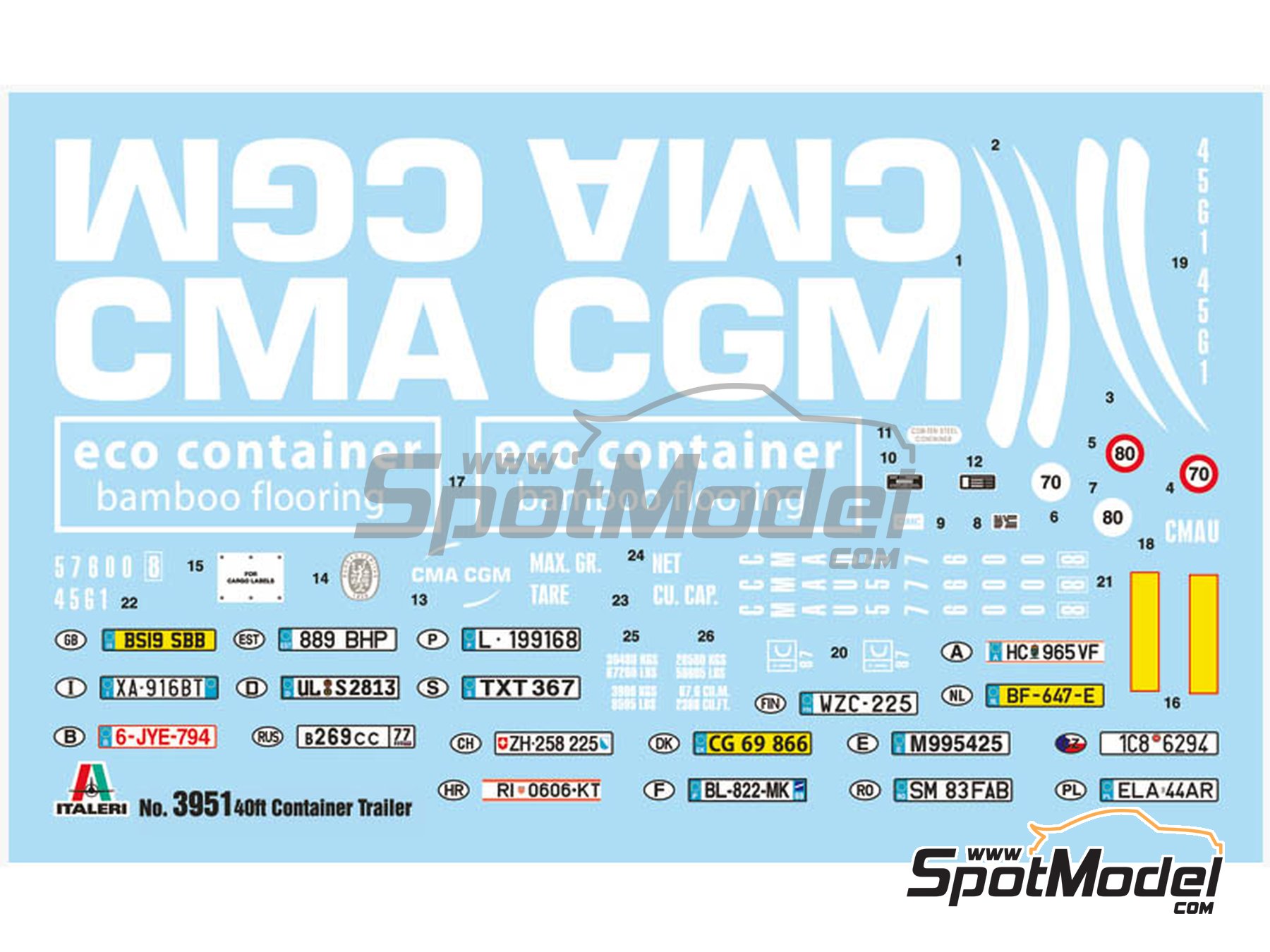 Image 2: 40' Container Trailer | Trailer scale model kit in 1/24 scale manufactured by Italeri (ref.&nbsp;3951, also 8001283039512)
