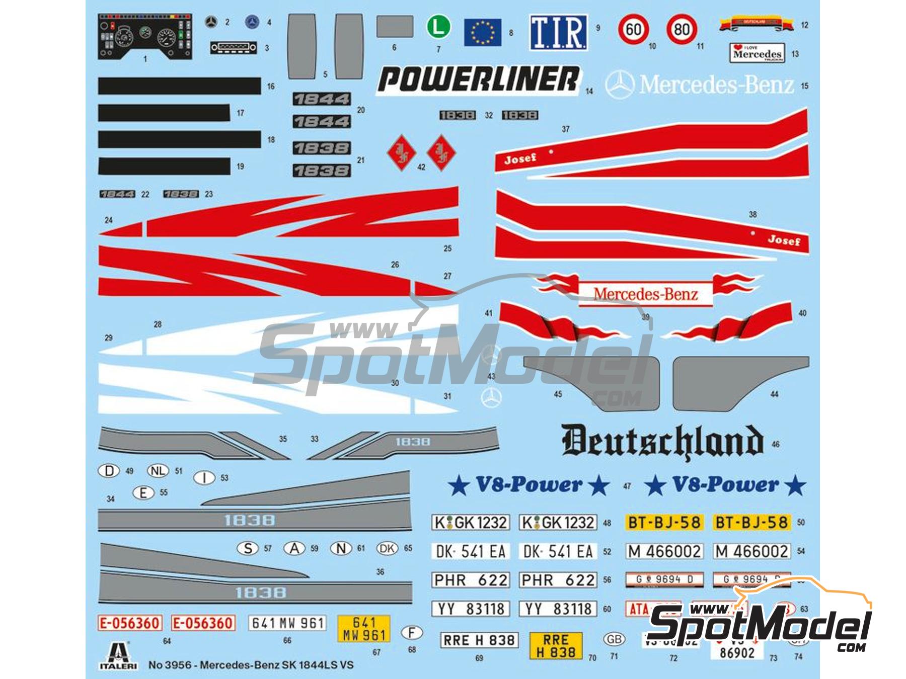 Image 4: Mercedes Benz SK 1844LS V8 | Tractor head scale model kit in 1/24 scale manufactured by Italeri (ref.&nbsp;3956, also 8001283039567)