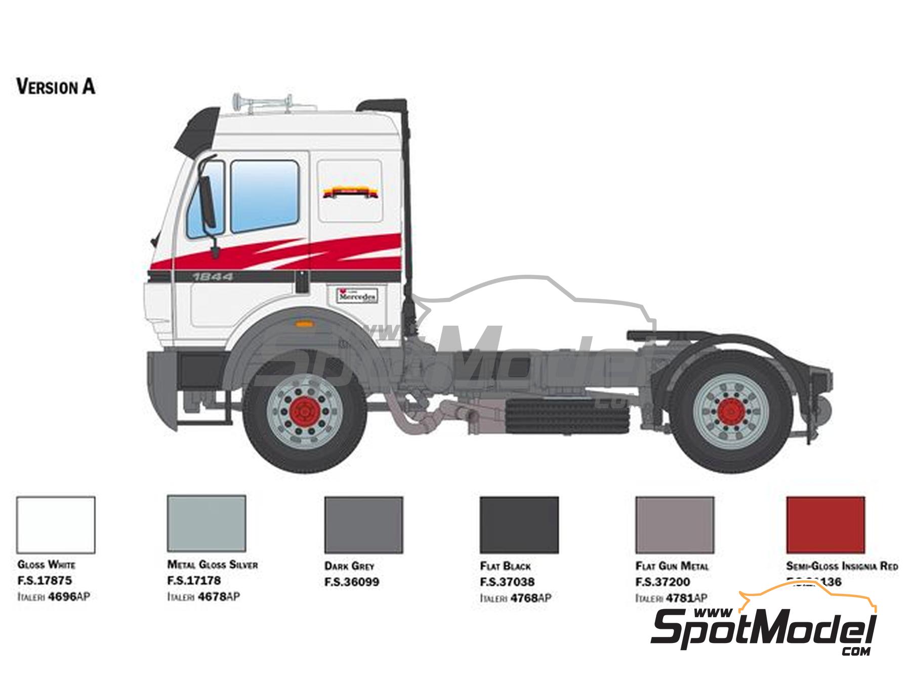 Image 5: Mercedes Benz SK 1844LS V8 | Tractor head scale model kit in 1/24 scale manufactured by Italeri (ref.&nbsp;3956, also 8001283039567)