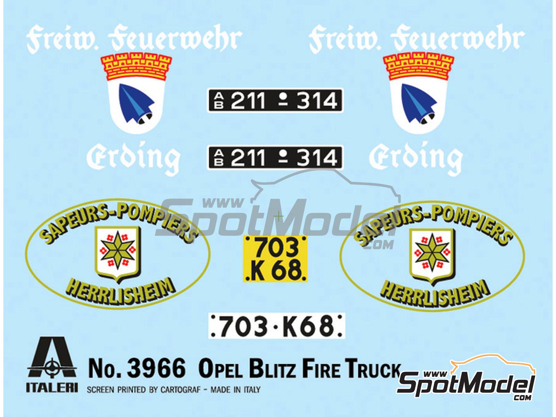 Image 2: Opel Blitz Fire Truck | Truck scale model kit in 1/24 scale manufactured by Italeri (ref.&nbsp;3966, also 8001283039666)