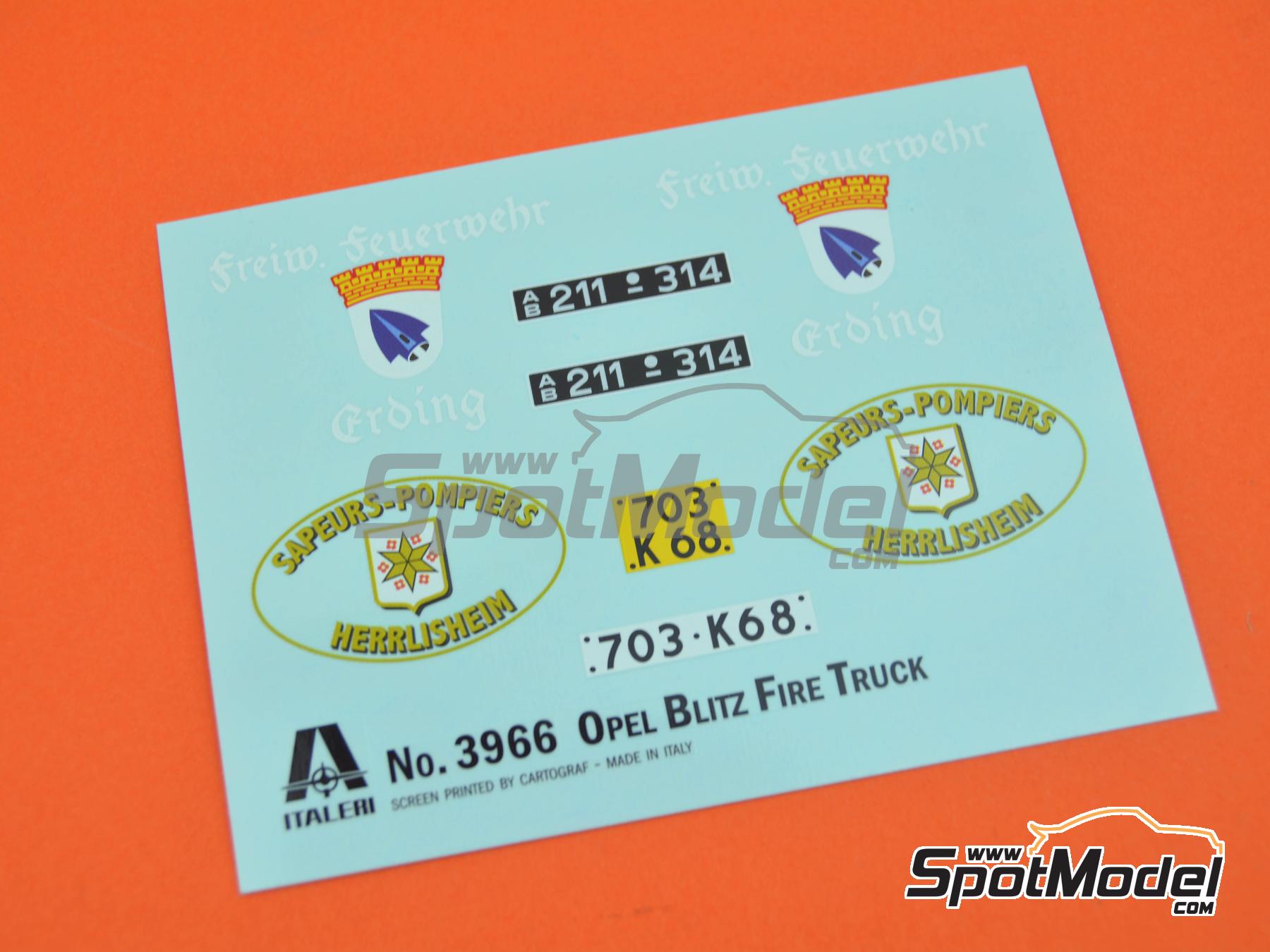 Image 10: Opel Blitz Fire Truck | Truck scale model kit in 1/24 scale manufactured by Italeri (ref.&nbsp;3966, also 8001283039666)