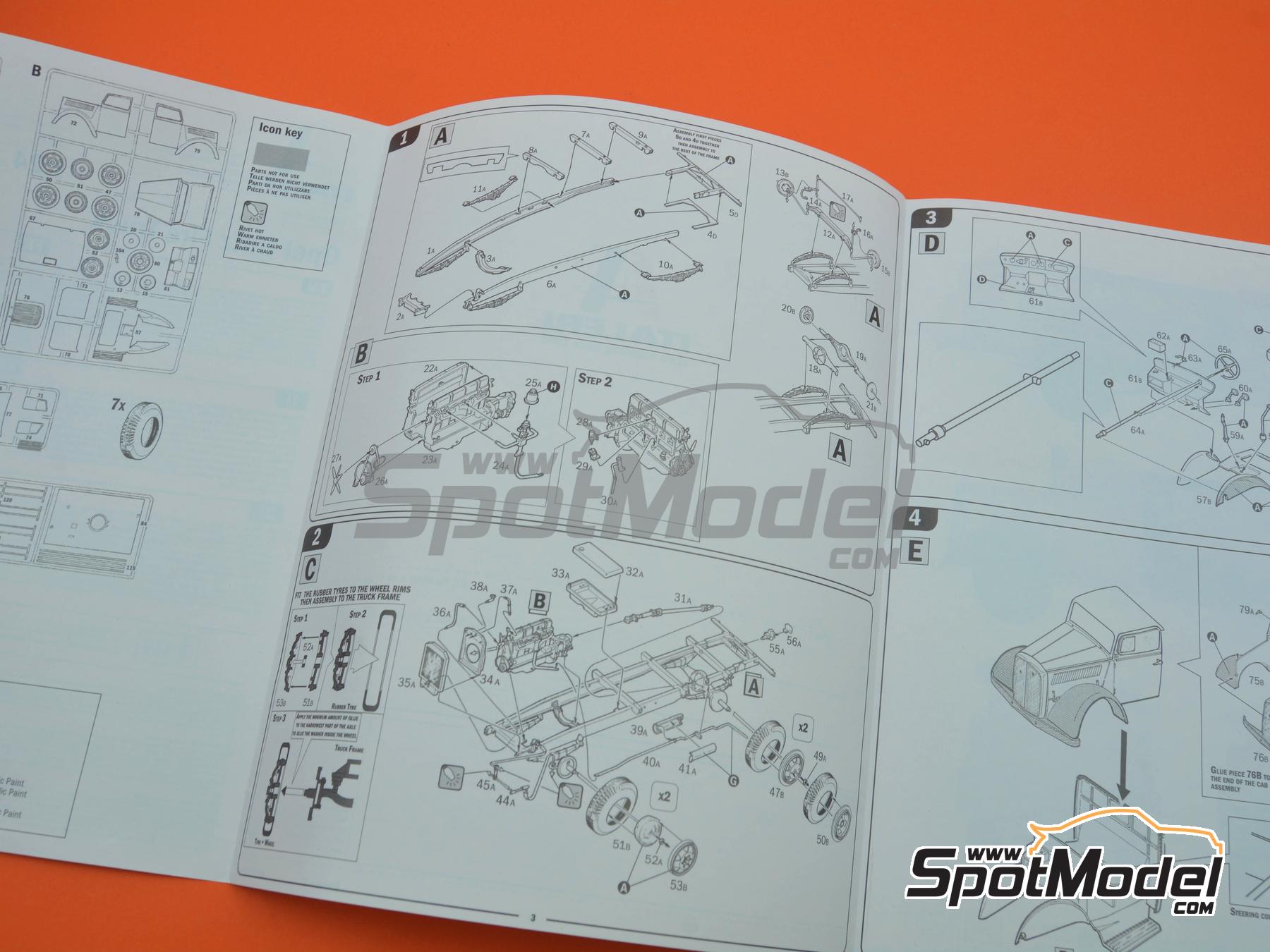 Image 16: Opel Blitz Fire Truck | Truck scale model kit in 1/24 scale manufactured by Italeri (ref.&nbsp;3966, also 8001283039666)