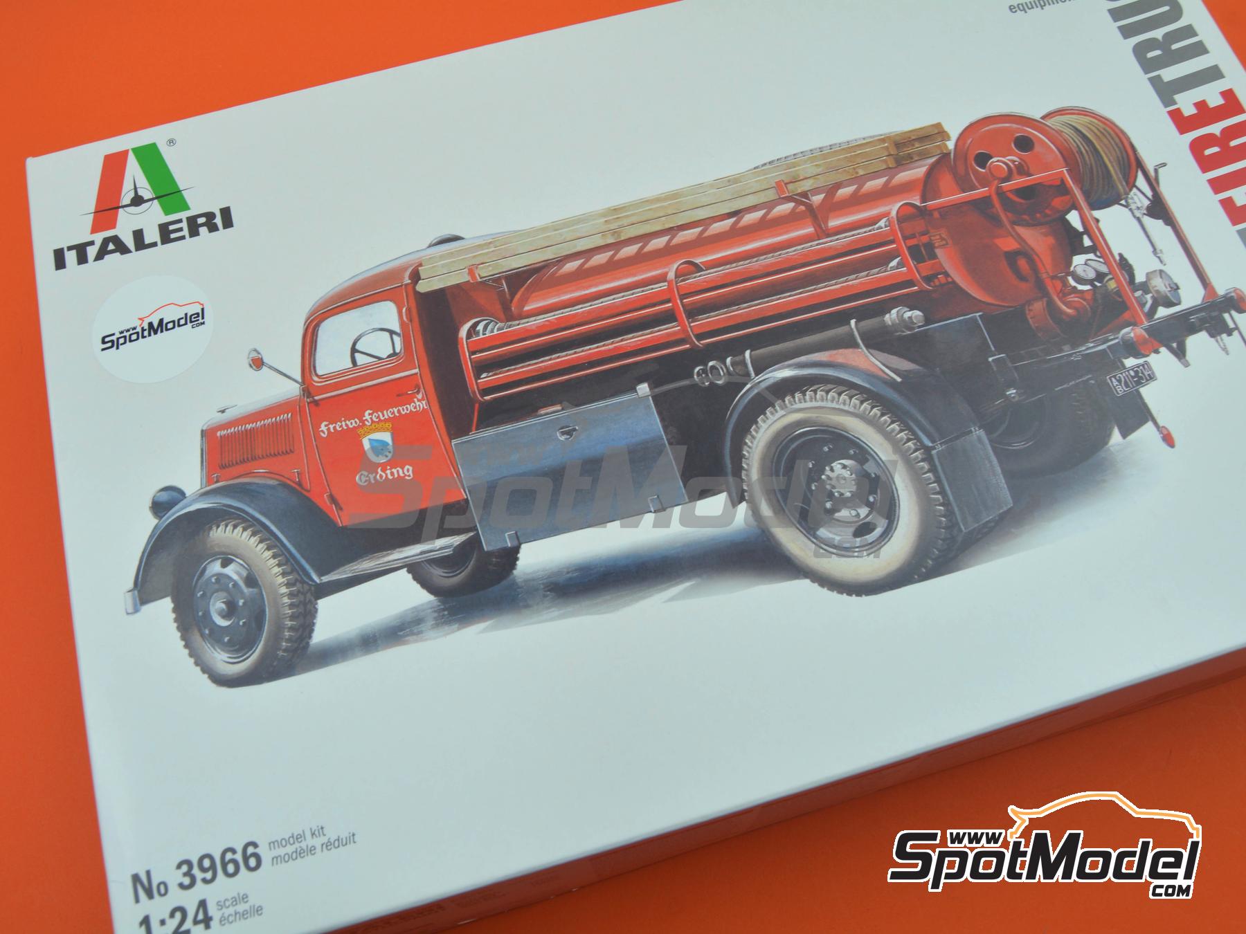 Image 19: Opel Blitz Fire Truck | Truck scale model kit in 1/24 scale manufactured by Italeri (ref.&nbsp;3966, also 8001283039666)