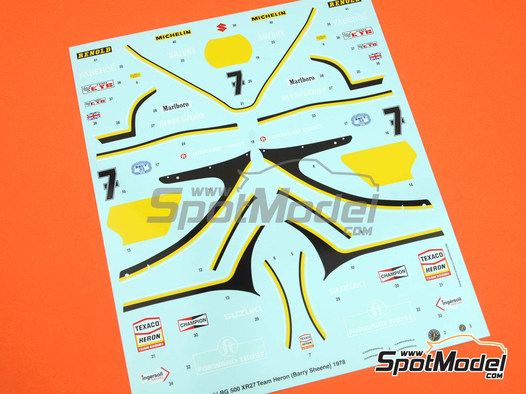 Image 27: Suzuki RG500 XR27 Equipo Heron patrocinado por Forward Trust - Campeonato del Mundo de Motociclismo 1978 | Maqueta de moto en escala&nbsp;1/9 fabricado por Italeri (ref.&nbsp;4644, tambien 8001283046442 y 4644S)