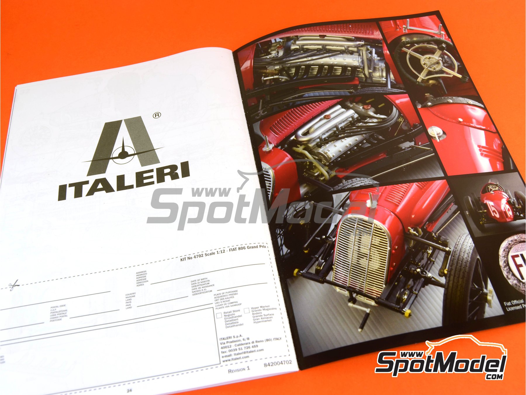 Image 26: Fiat 806 Grand Prix - Milano Grand Prix 1927 | Car scale model kit in 1/12 scale manufactured by Italeri (ref.&nbsp;4702, also 8001283047029)