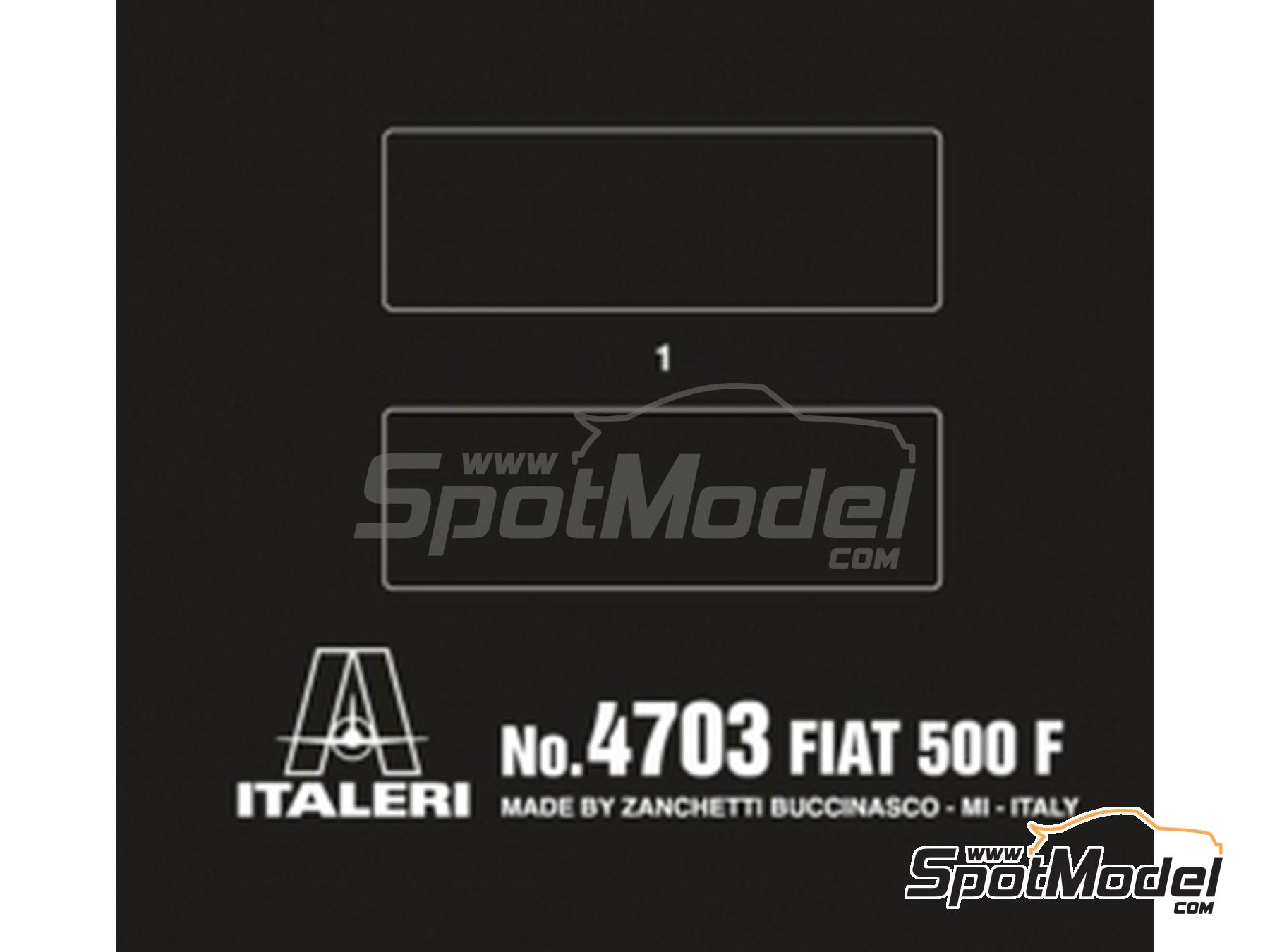 Image 14: Fiat 500 F | Car scale model kit in 1/12 scale manufactured by Italeri (ref.&nbsp;4703, also 8001283047036)