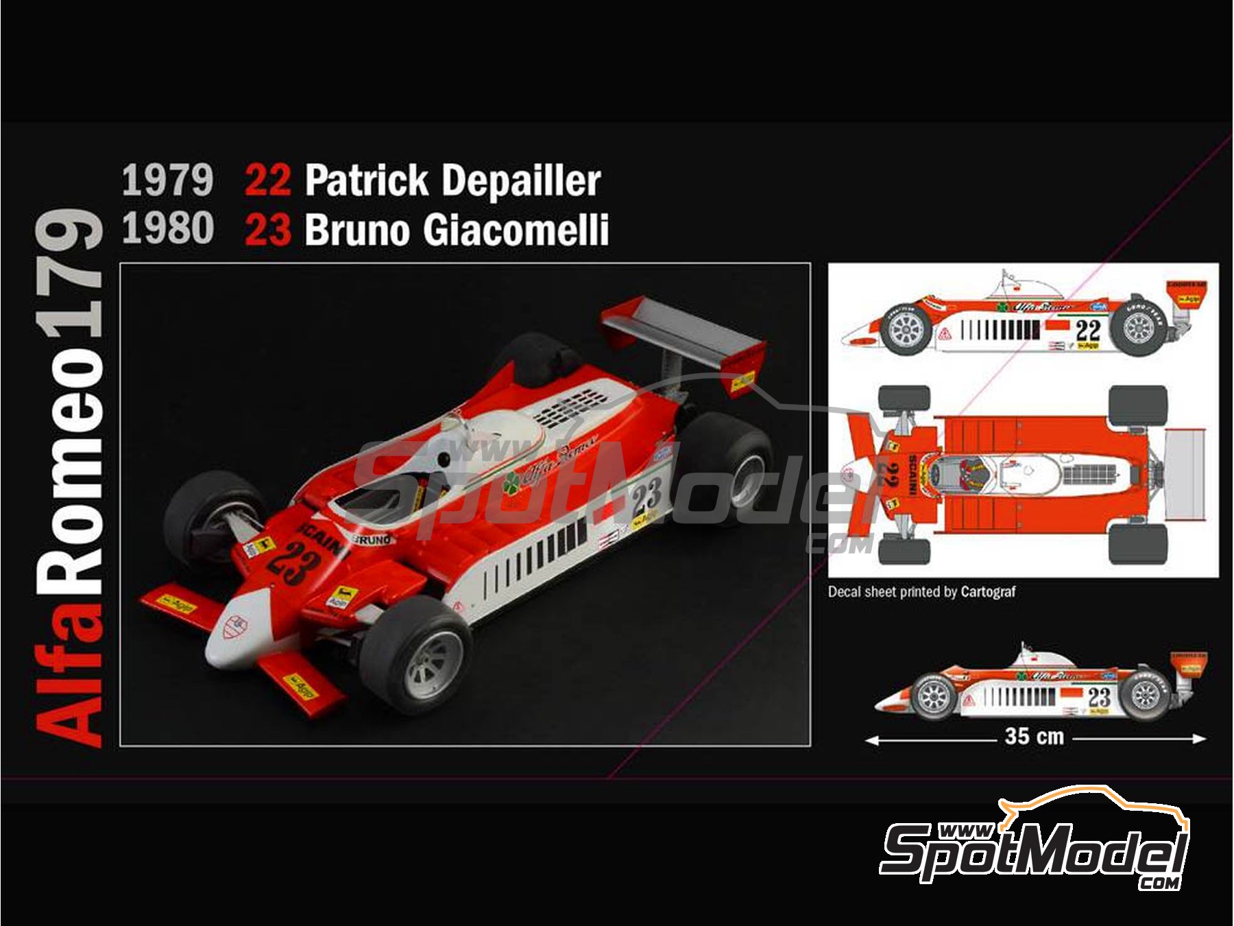 Image 2: Alfa Romeo 179 and 179C Marlboro - FIA Formula 1 World Championship 1979, 1980 and 1981 | Model car kit in 1/12 scale manufactured by Italeri (ref.&nbsp;4704)
