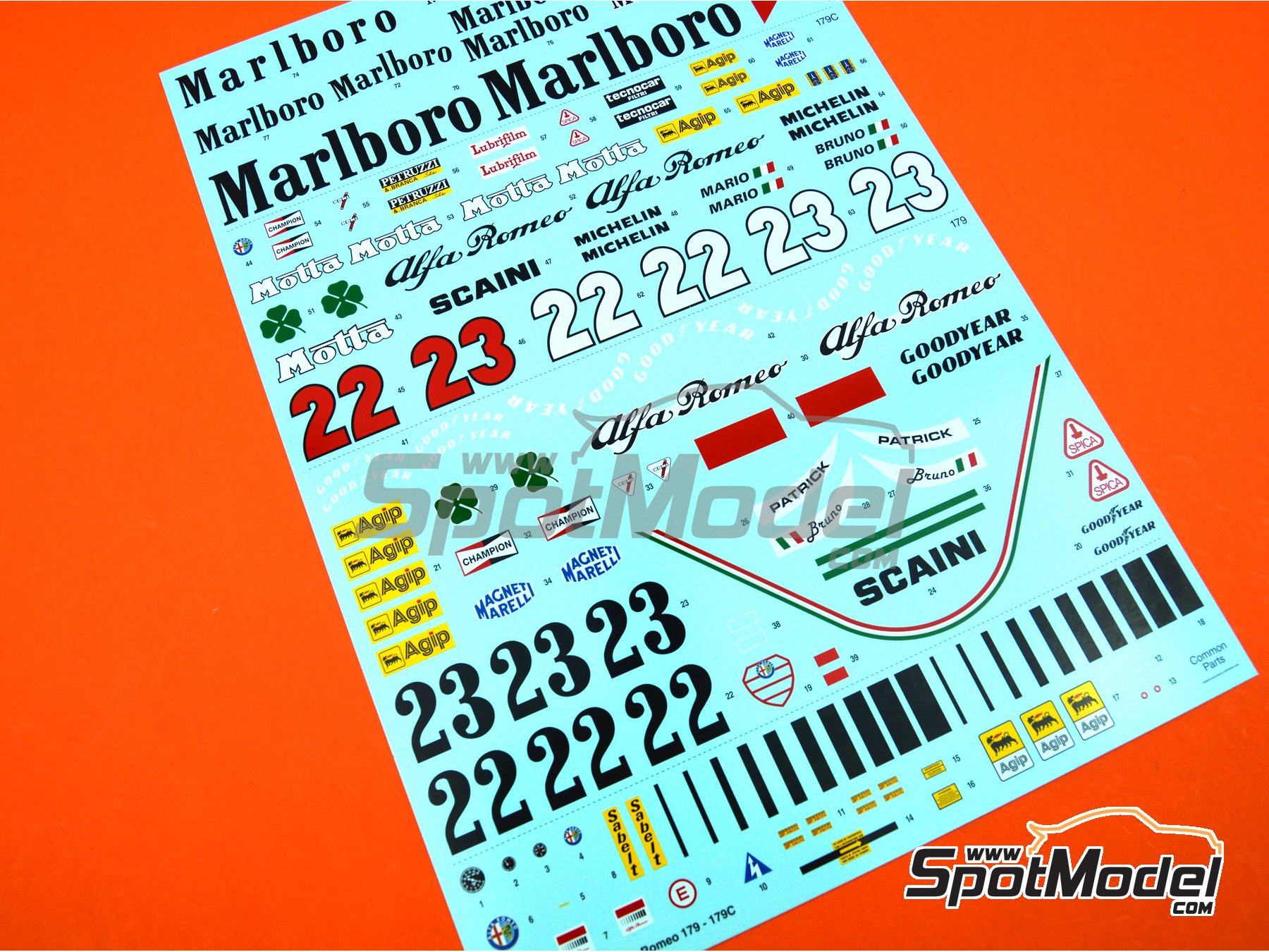 Image 13: Alfa Romeo 179 and 179C Marlboro - FIA Formula 1 World Championship 1979, 1980 and 1981 | Model car kit in 1/12 scale manufactured by Italeri (ref.&nbsp;4704)