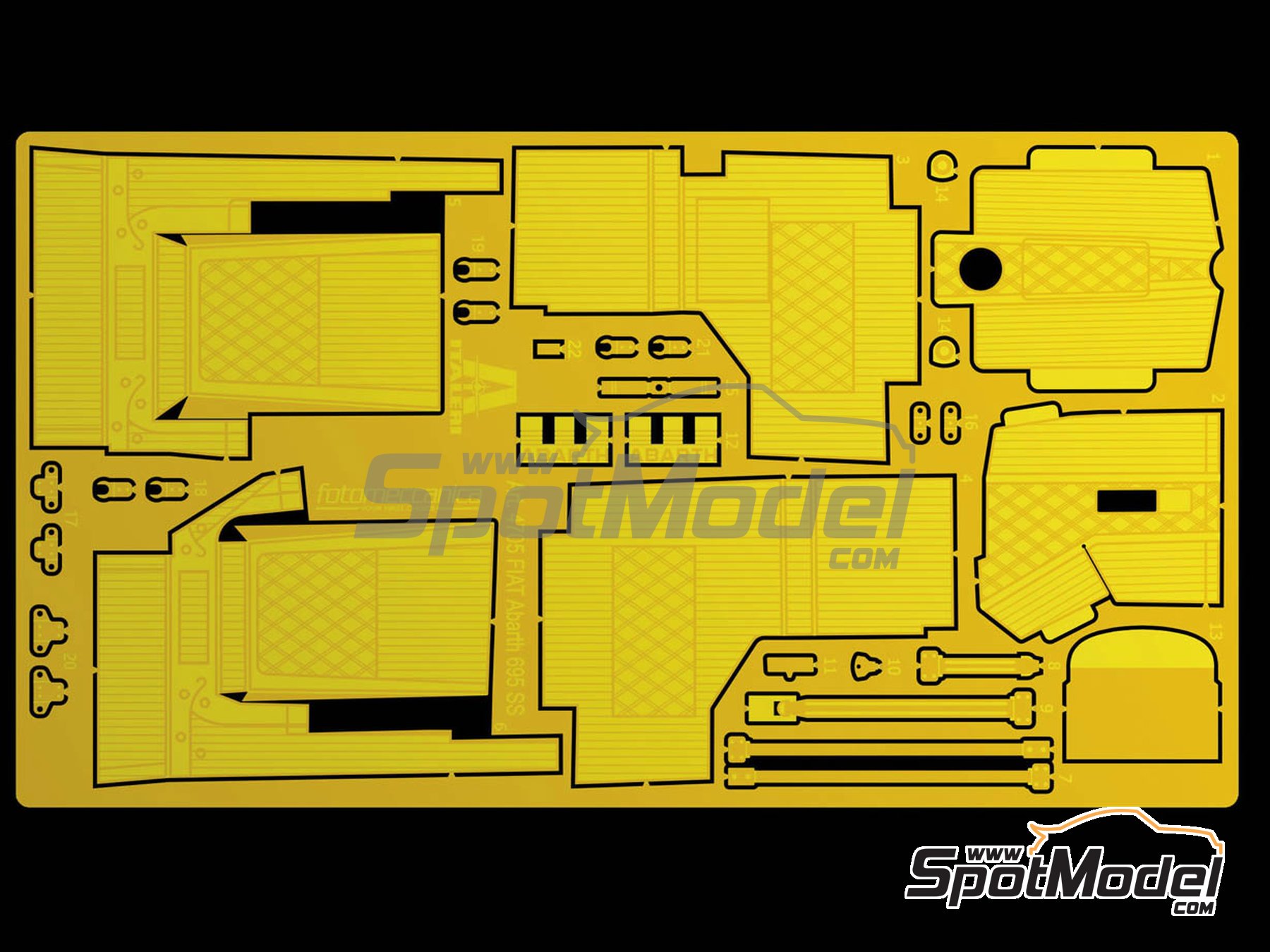 Image 8: Fiat Abarth 695 SS Assetto Corsa | Car scale model kit in 1/12 scale manufactured by Italeri (ref.&nbsp;4705, also 8001283047050, ITA4705 and IT4705)