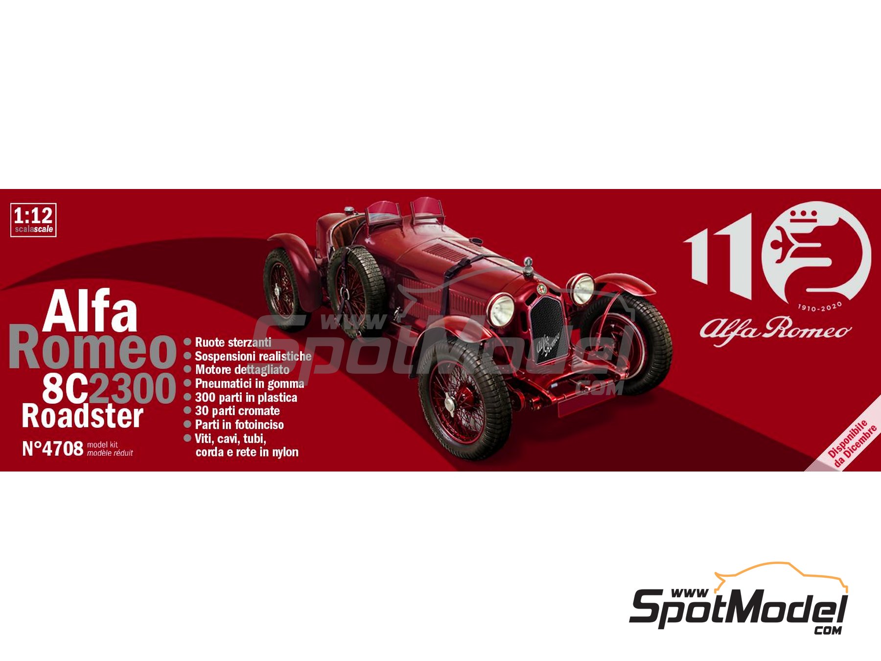 Italeri Model Car Kit 1 12 Scale Alfa Romeo 8c 2300 Roadster Ref 4708 Spotmodel