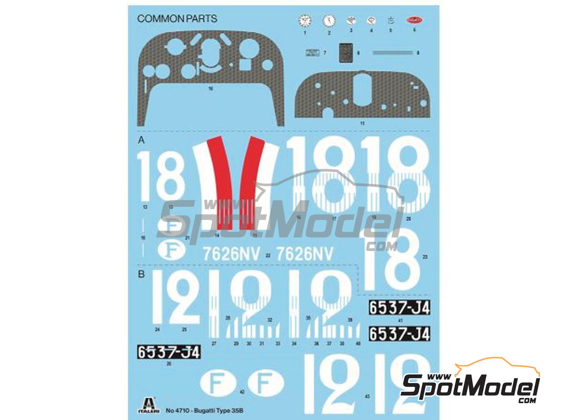 Image 24: Bugatti Type 35B - Monaco Grand Prix 1929 and 1930 | Car scale model kit in 1/12 scale manufactured by Italeri (ref.&nbsp;4710, also 8001283047104)