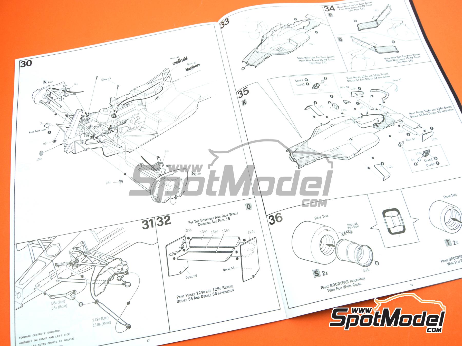 Image 14: McLaren TAG Porsche MP4/2C Equipo McLaren Racing Limited - Campeonato del Mundo FIA de Formula 1 1986 | Maqueta de coche en escala&nbsp;1/12 fabricado por Italeri (ref.&nbsp;4711, tambien 8001283471107 y IT4711)