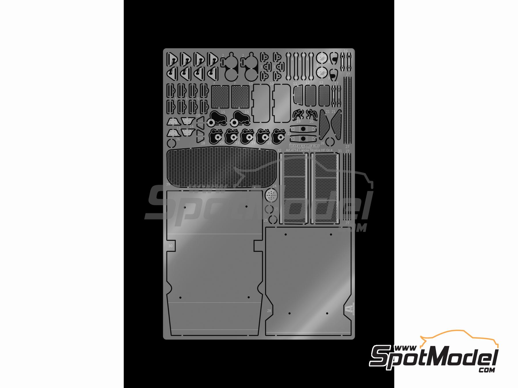 Image 5: Lancia Stratos HF sponsored by Alitalia - Monte Carlo Rally - Rallye Automobile de Monte-Carlo 1977 | Car scale model kit in 1/12 scale manufactured by Italeri (ref.&nbsp;4714, also 8001283047142)