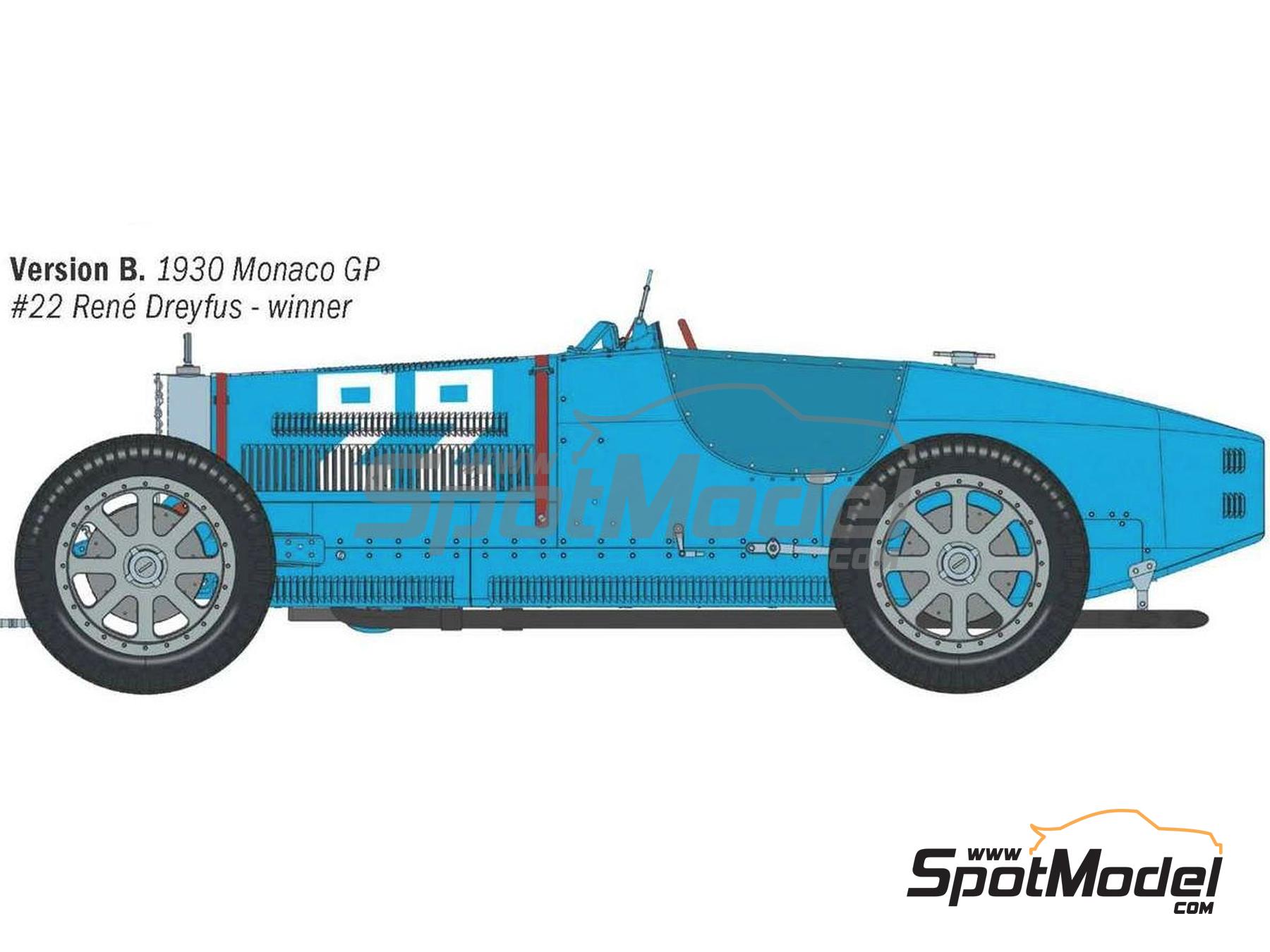 Image 4: Bugatti Type 35B - Targa Florio, Monaco Grand Prix 1928 and 1930 | Car scale model kit in 1/12 scale manufactured by Italeri (ref.&nbsp;4716, also 8001283047166)