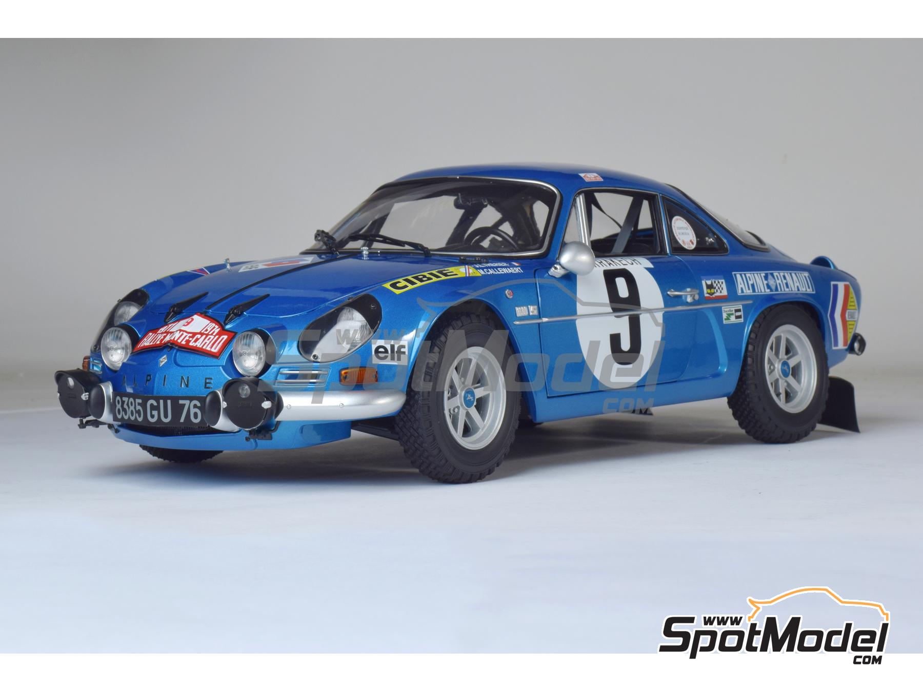 Image 2: Alpine A110 1600 S sponsored by Cibie, Elf - Monte Carlo Rally - Rallye Automobile de Monte-Carlo 1971 | Car scale model kit in 1/8 scale manufactured by Ixo Collections (ref.&nbsp;IXC.ALP.FK)