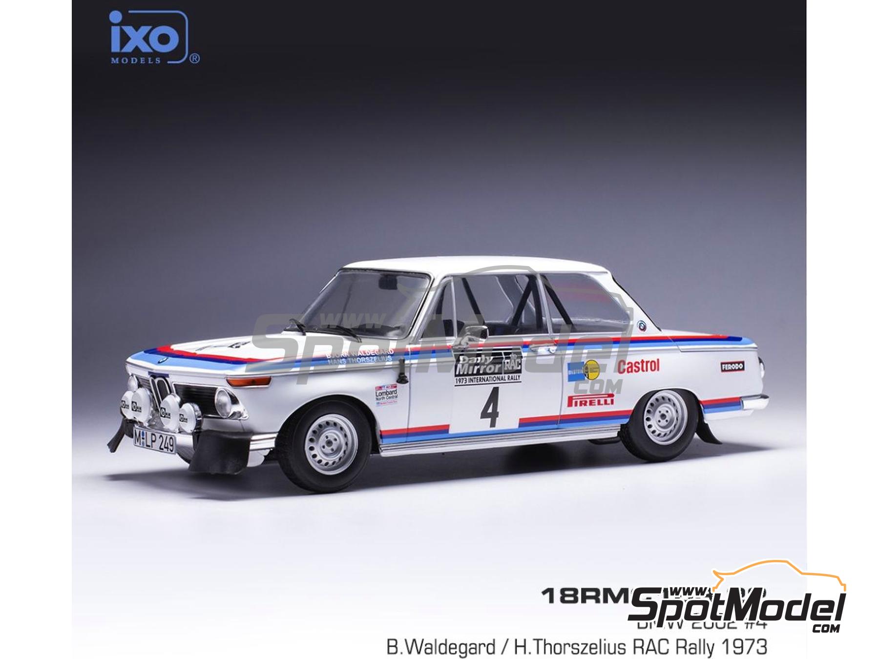 Image 1: BMW 2002 (E20) BMW Motorsport Team sponsored by Castrol - Daily Mirror RAC Rally 1973 | Diecast model car in 1/18 scale manufactured by Ixo Models (ref.&nbsp;DIE-62307, also 4895102342884 and 18RMC163.22)